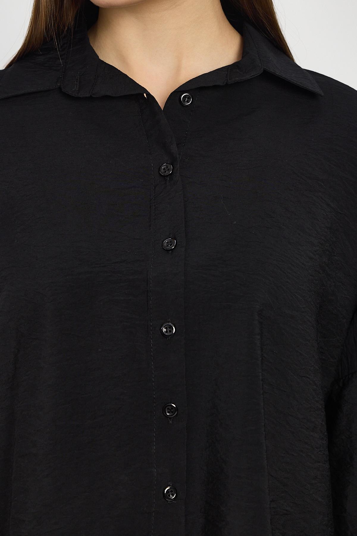 Siyah Oversize Klasik Gömlek 4316A - RAYS