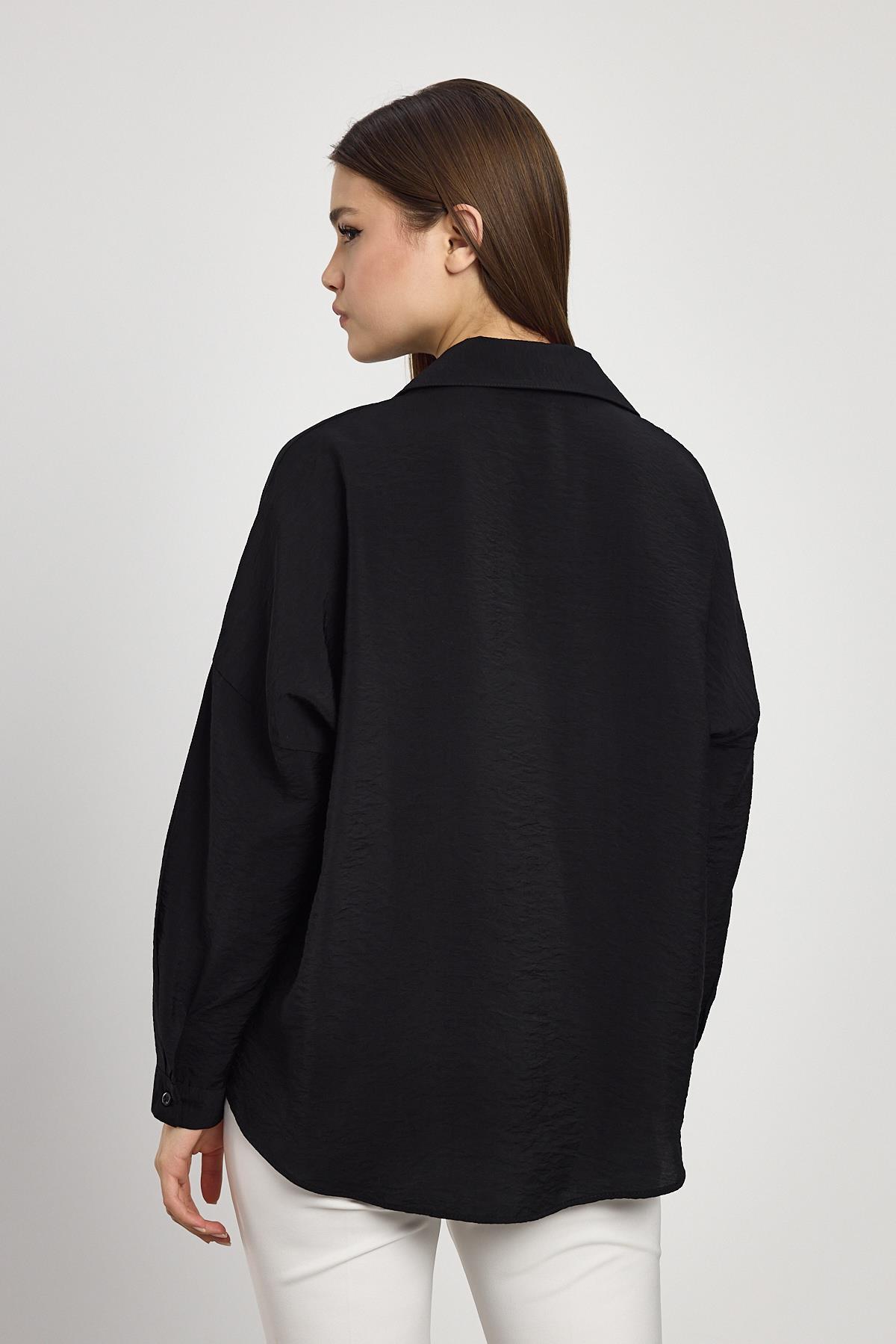 Siyah Oversize Klasik Gömlek 4316A - 5