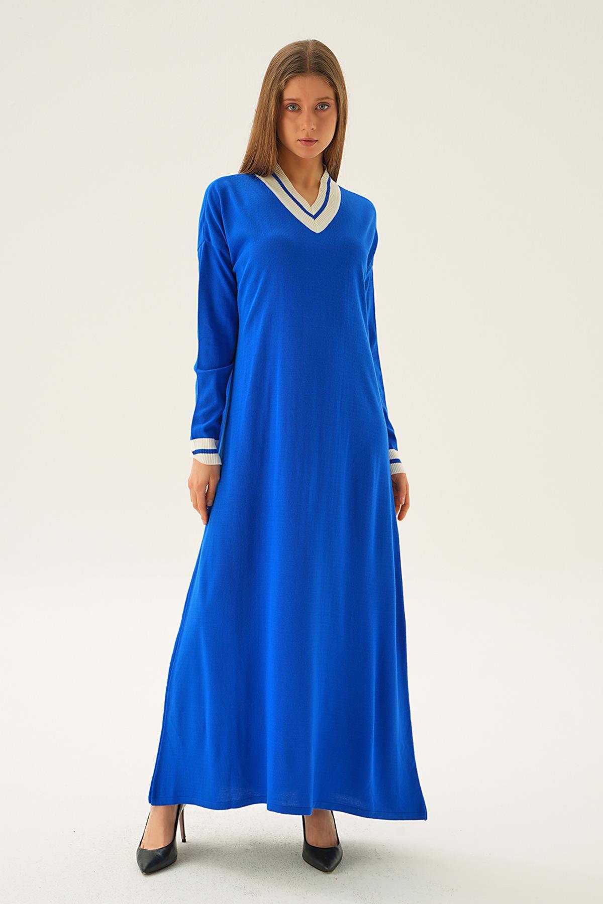 Saks Ribana Detay Triko Elbise 4320 - 1