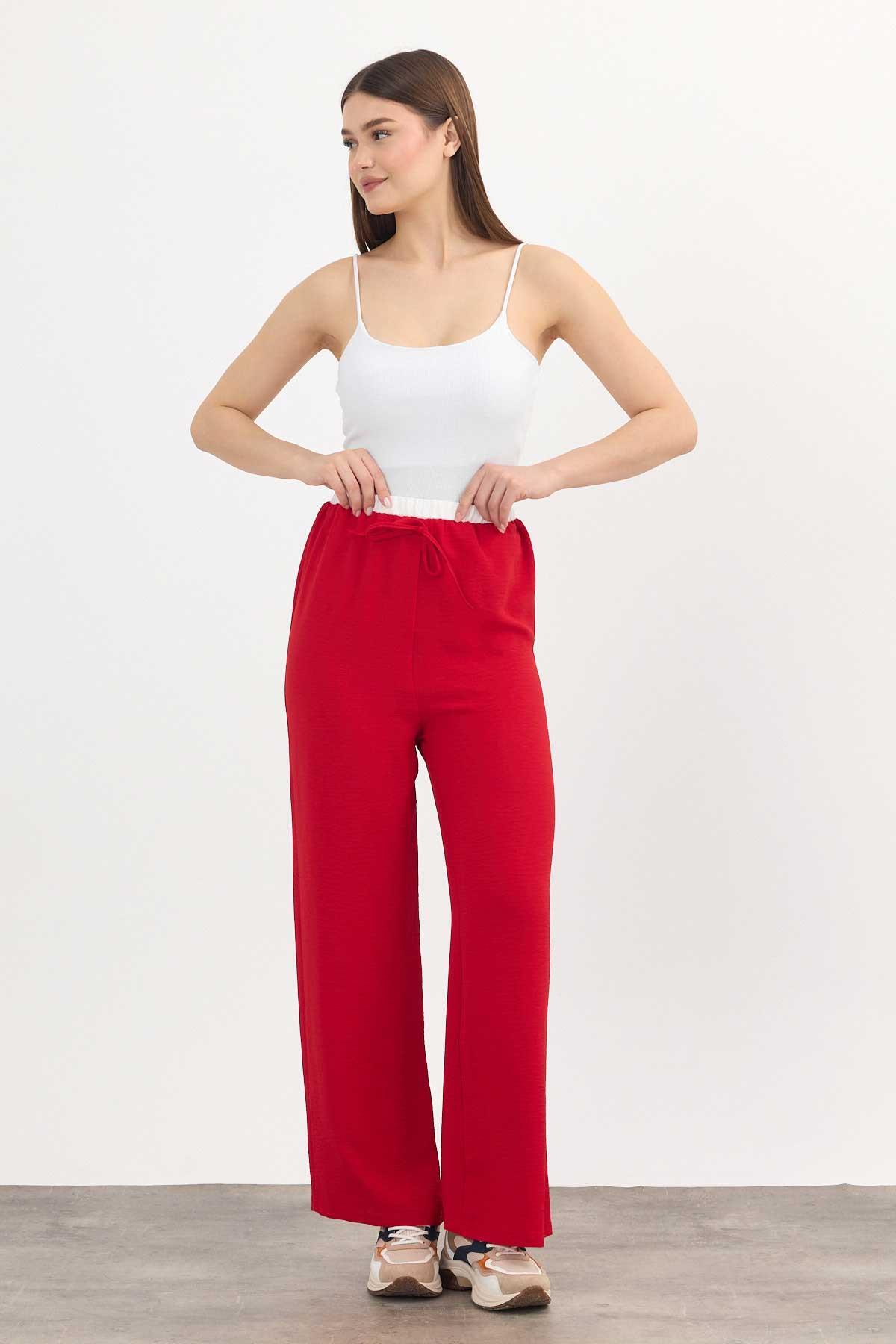 Kırmızı Bol Paça Pantolon 4327A 