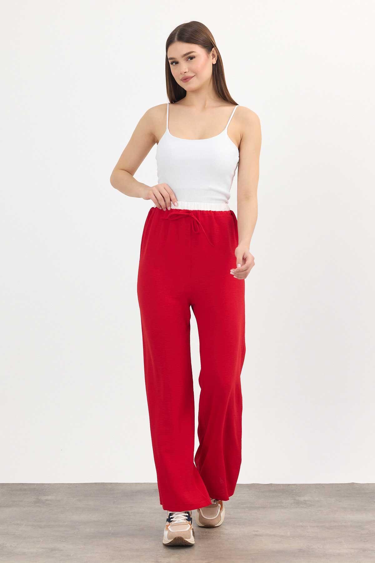Kırmızı Bol Paça Pantolon 4327A - 2