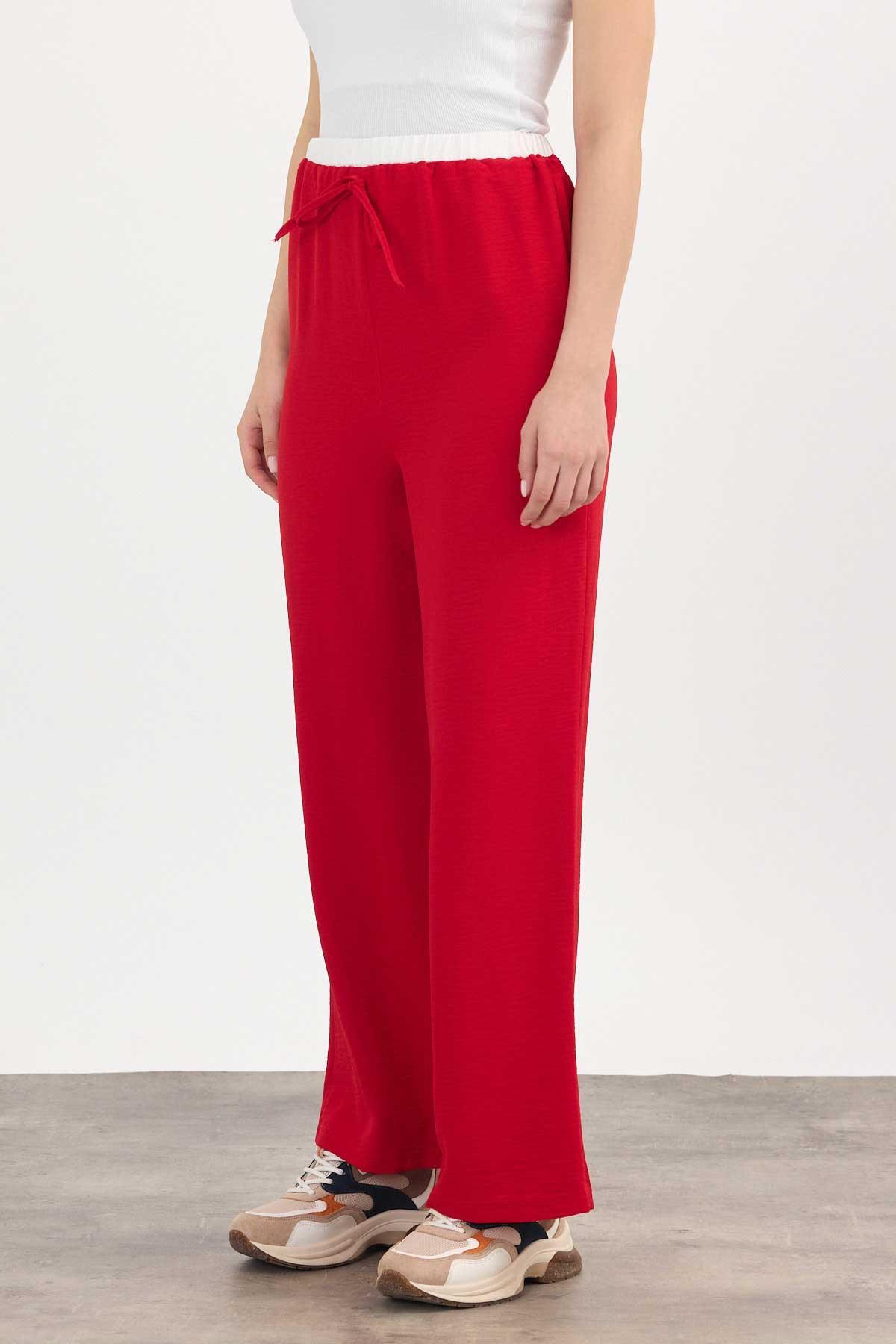Kırmızı Bol Paça Pantolon 4327A - 4