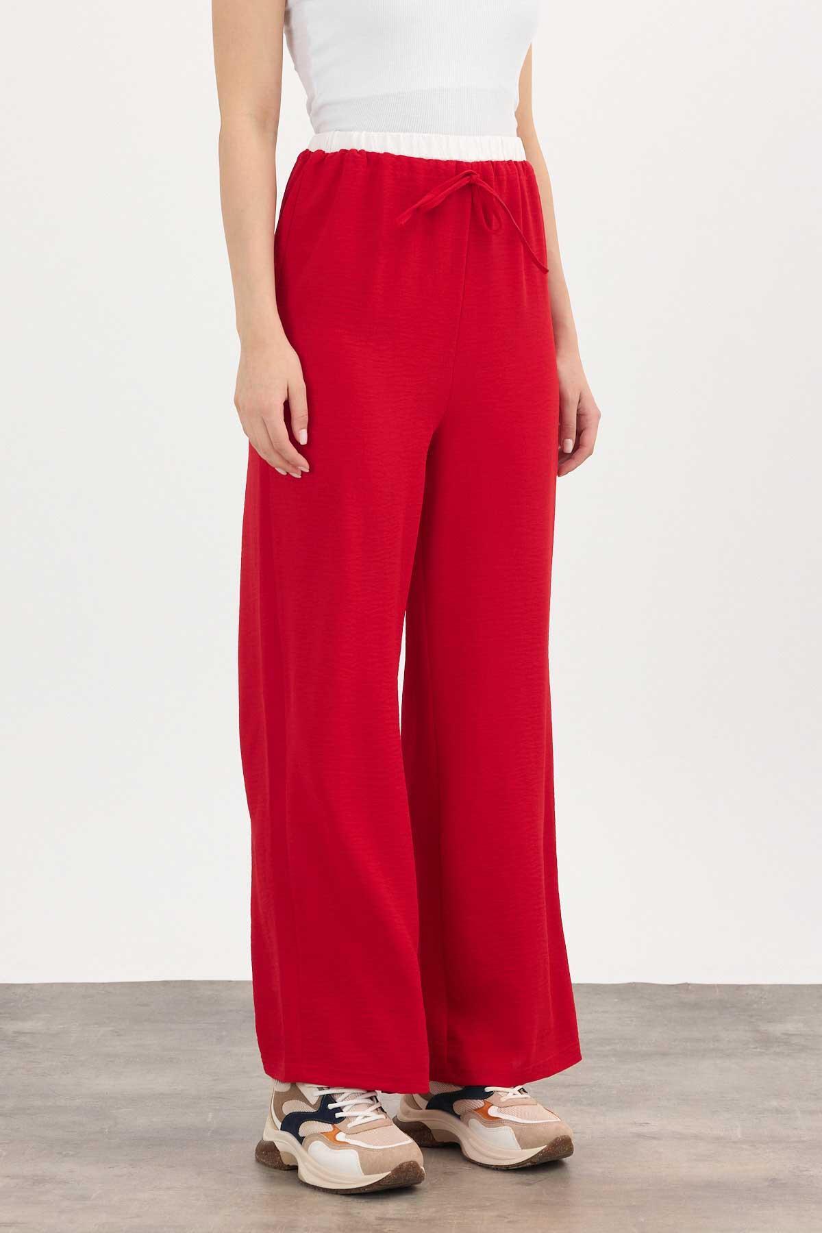Kırmızı Bol Paça Pantolon 4327A - 5