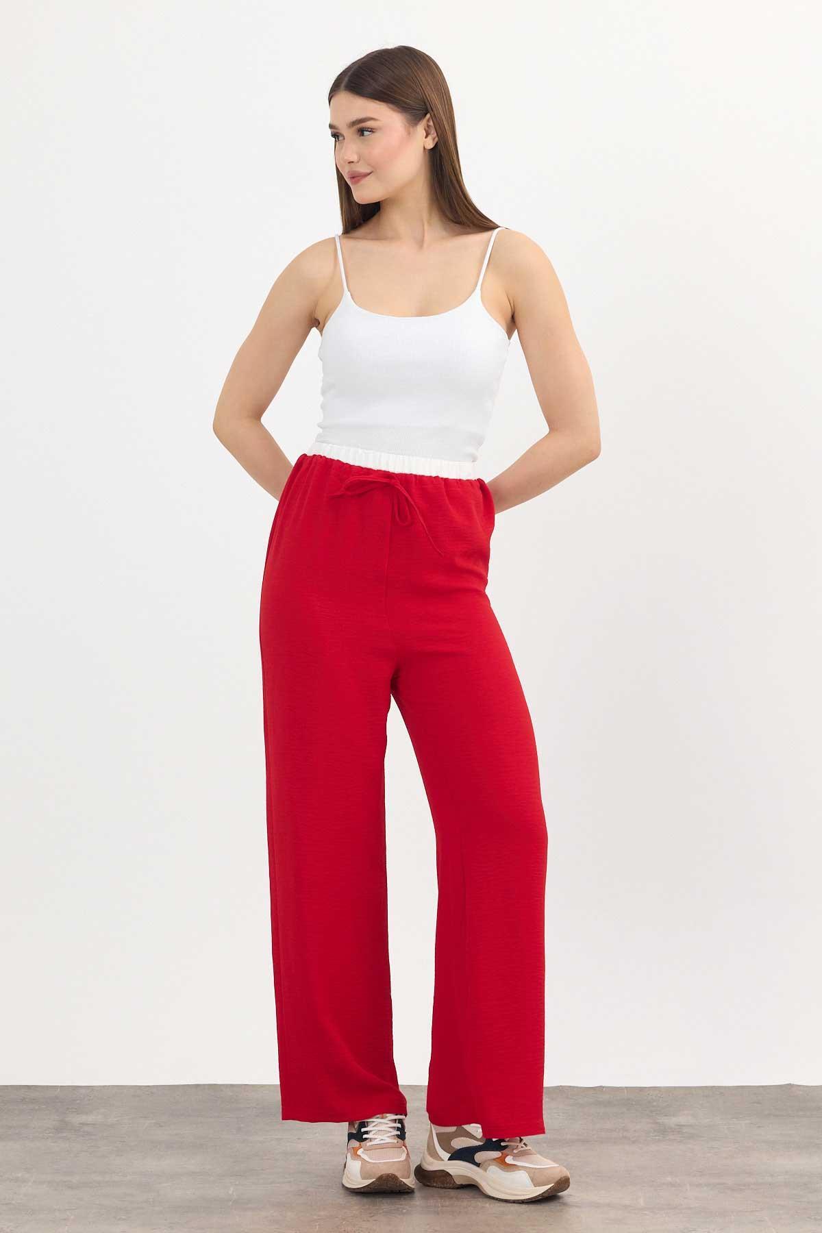 Kırmızı Bol Paça Pantolon 4327A - 8