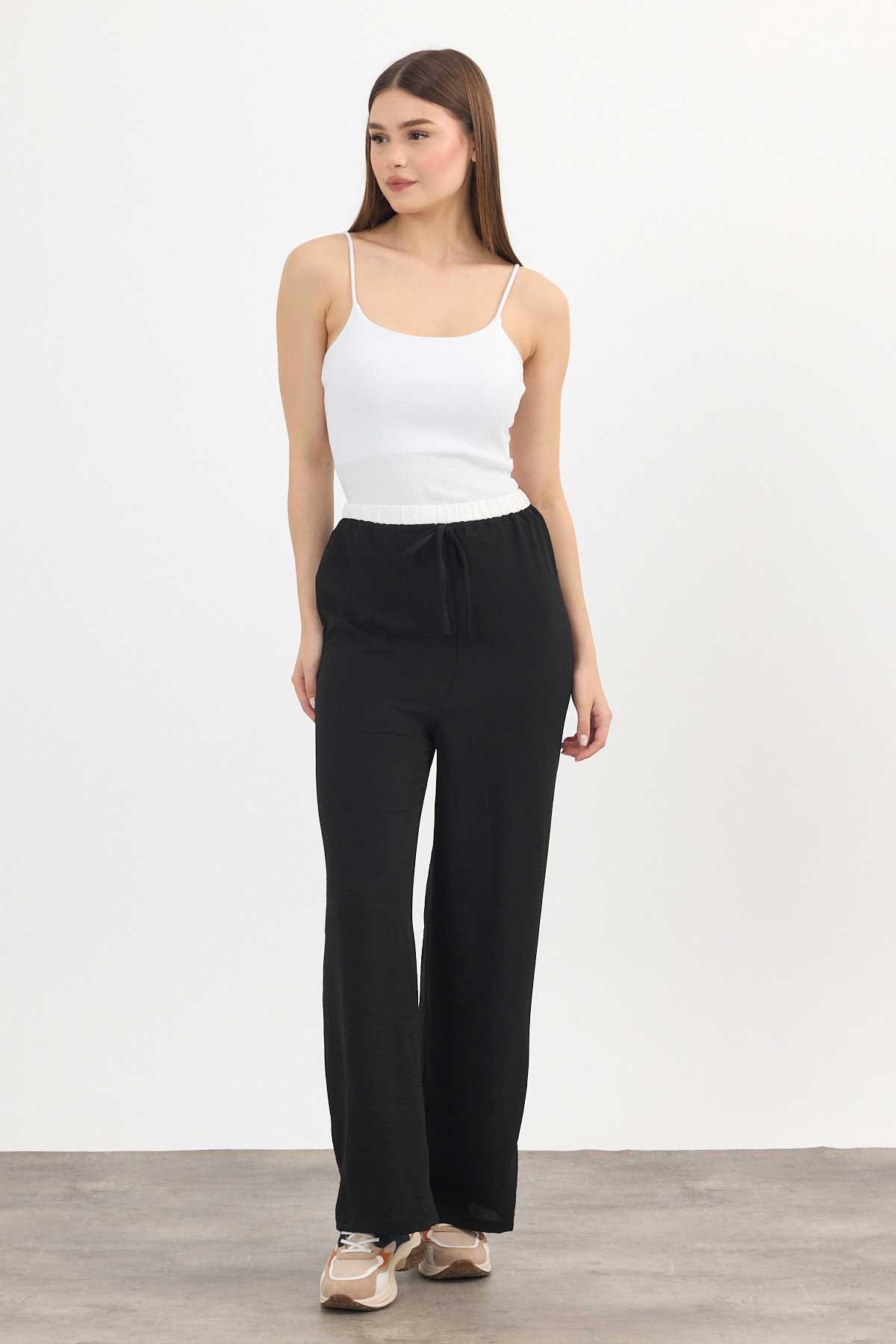 Siyah Bol Paça Pantolon 4327A - 8