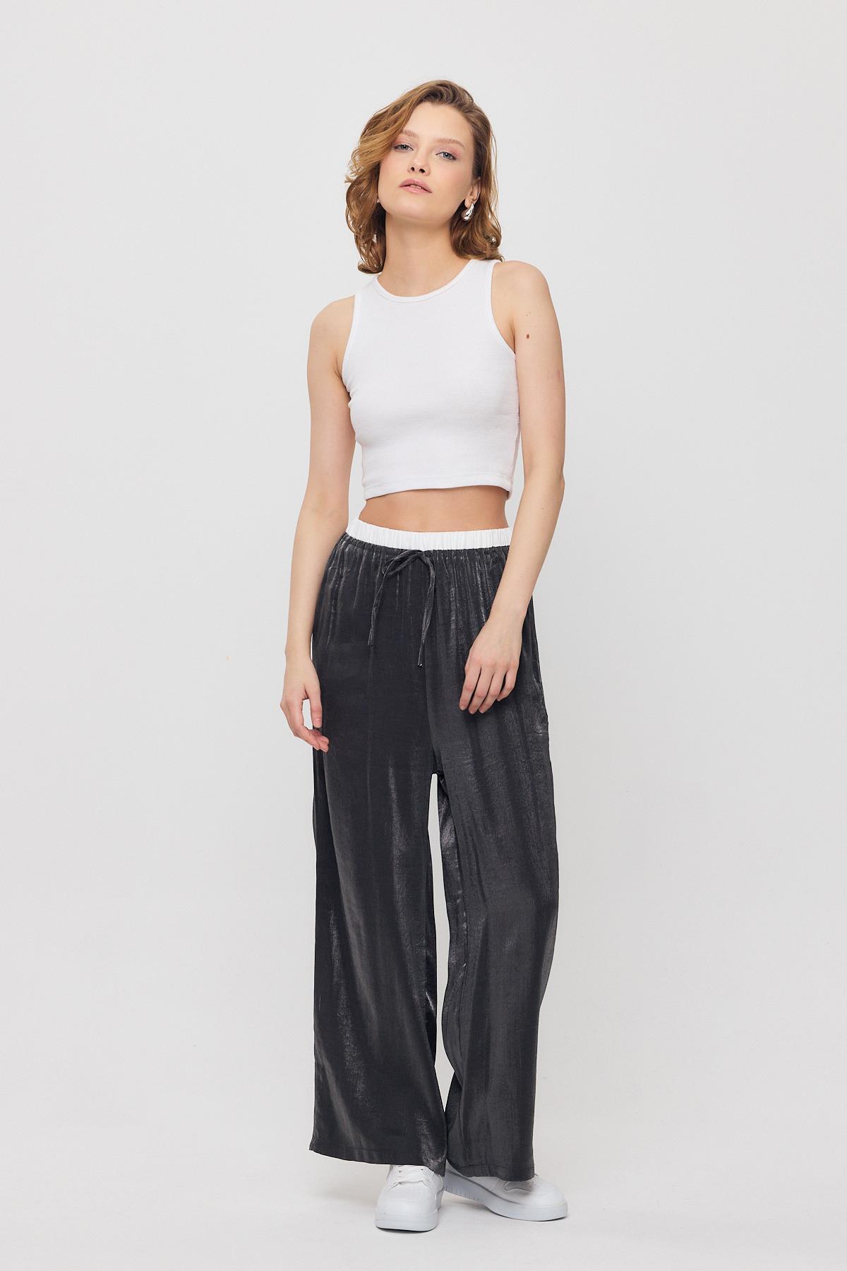 Siyah Bel Lastikli Pantolon 4328A - 1