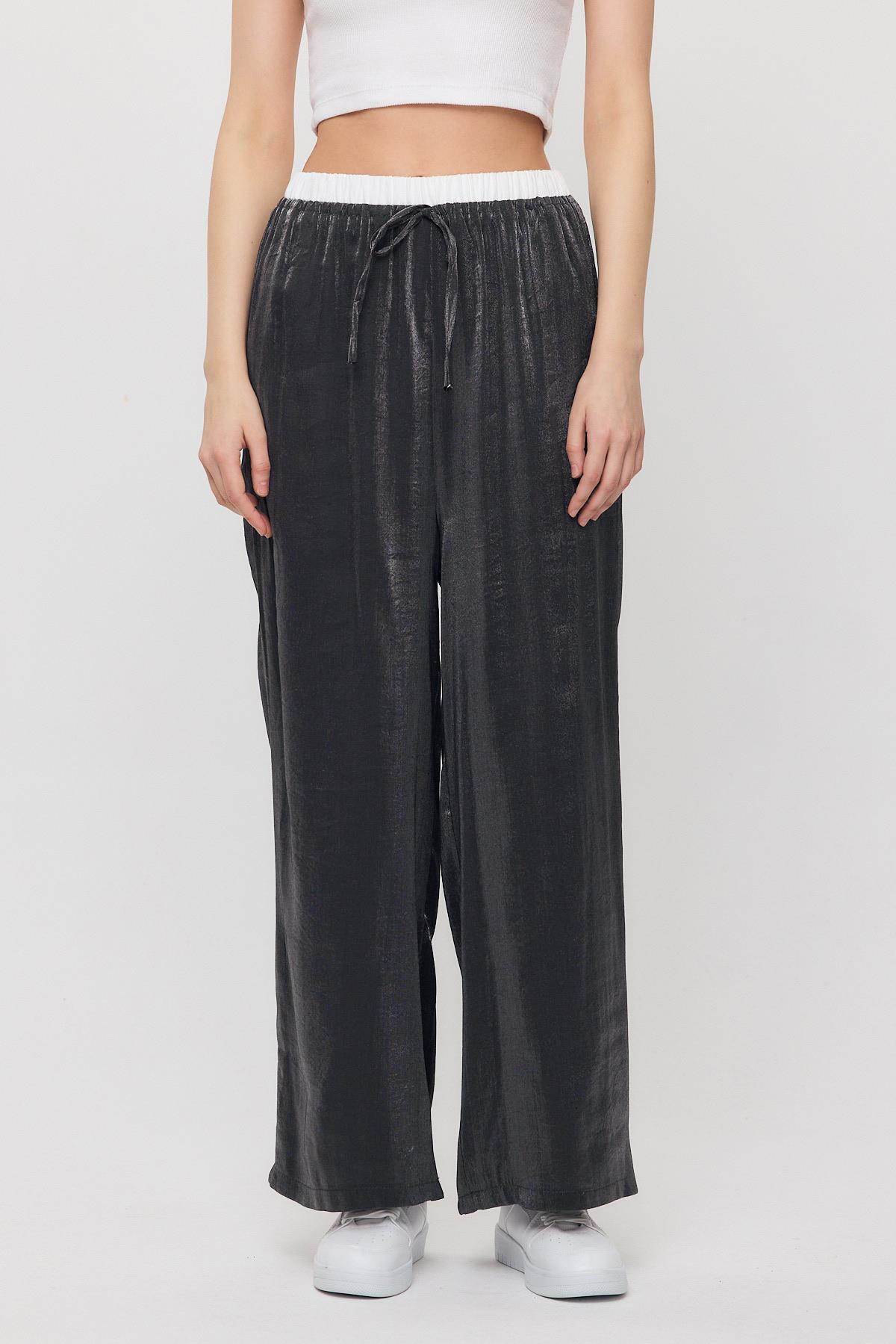 Siyah Bel Lastikli Pantolon 4328A - 2