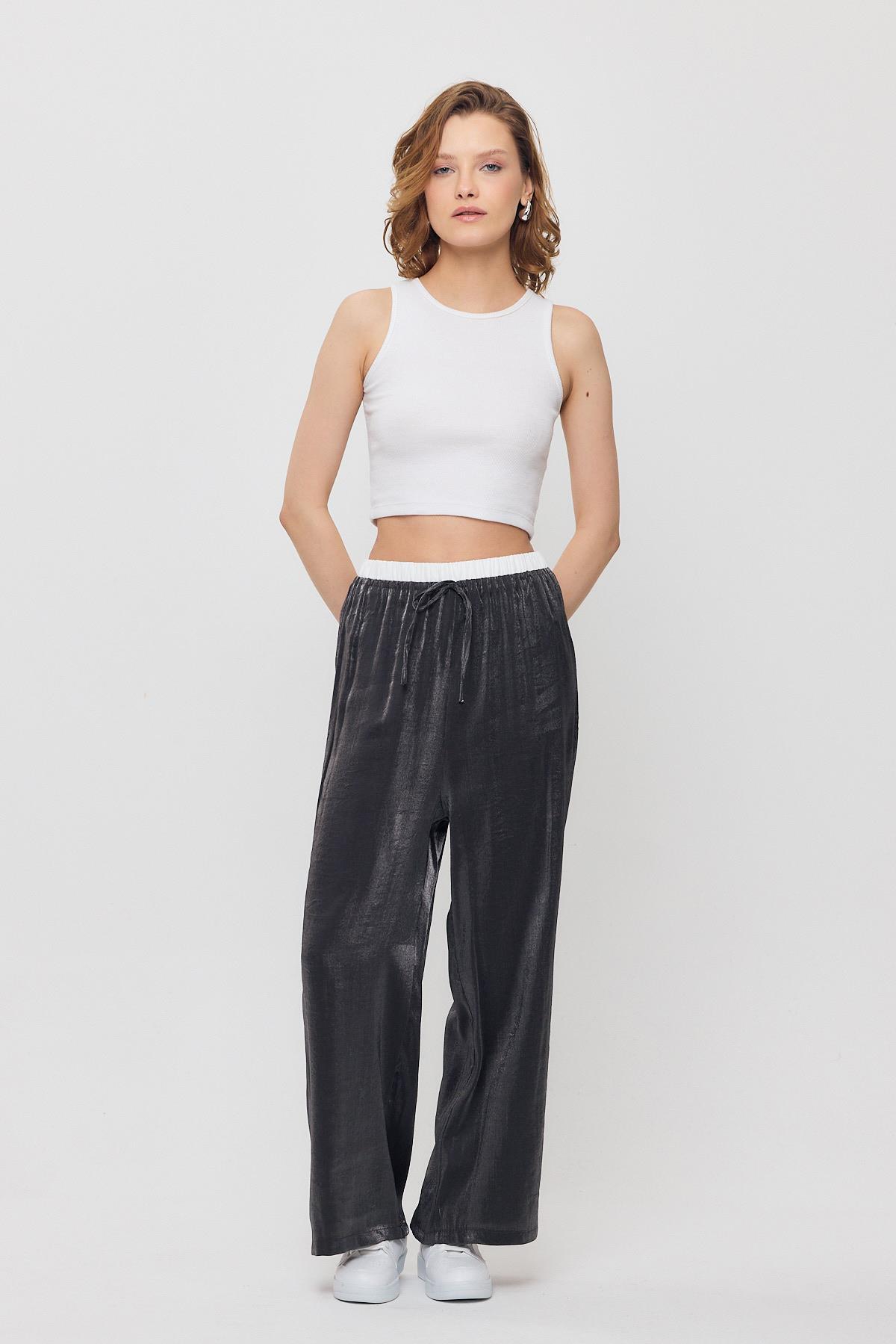 Siyah Bel Lastikli Pantolon 4328A - 6