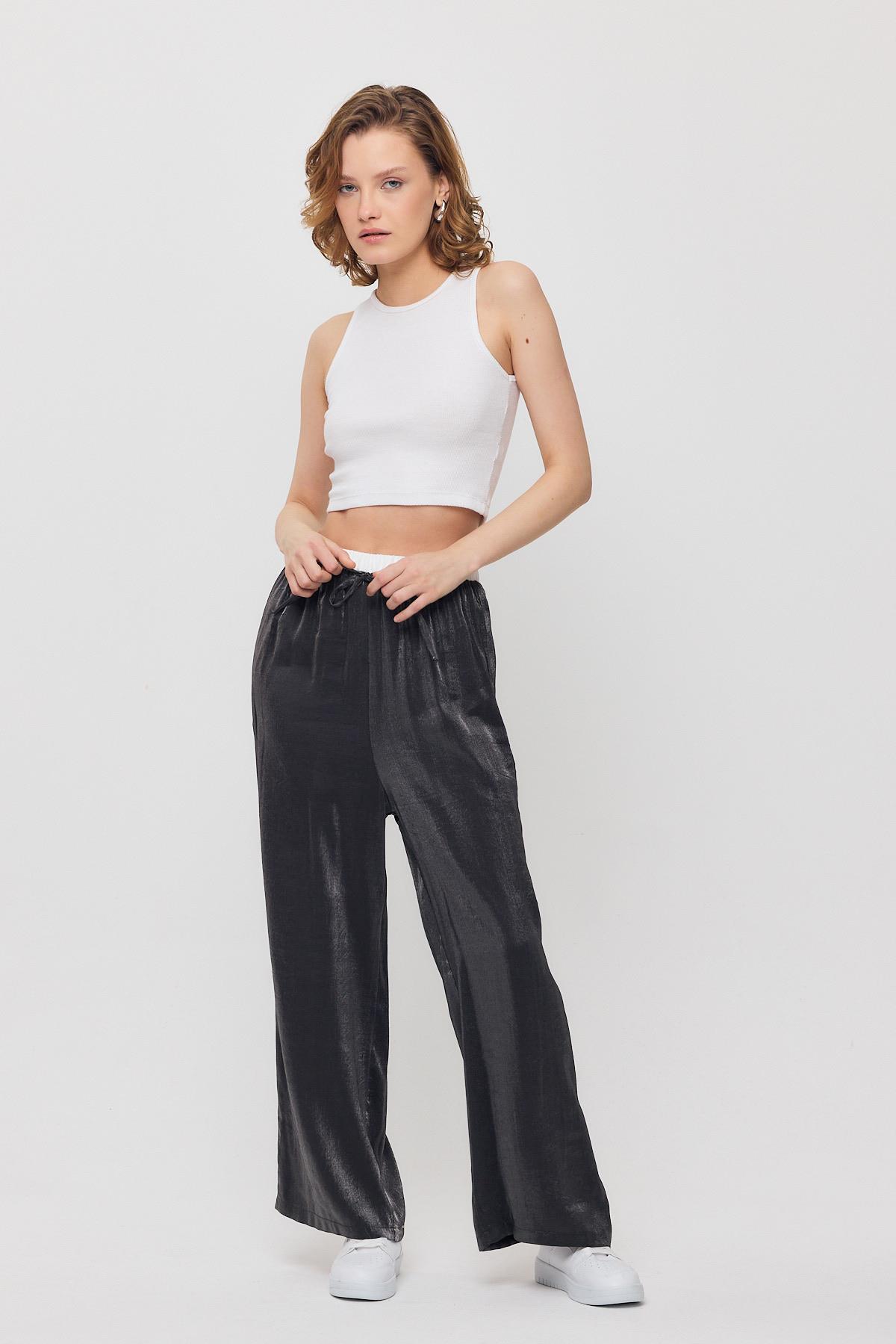 Siyah Bel Lastikli Pantolon 4328A - 7