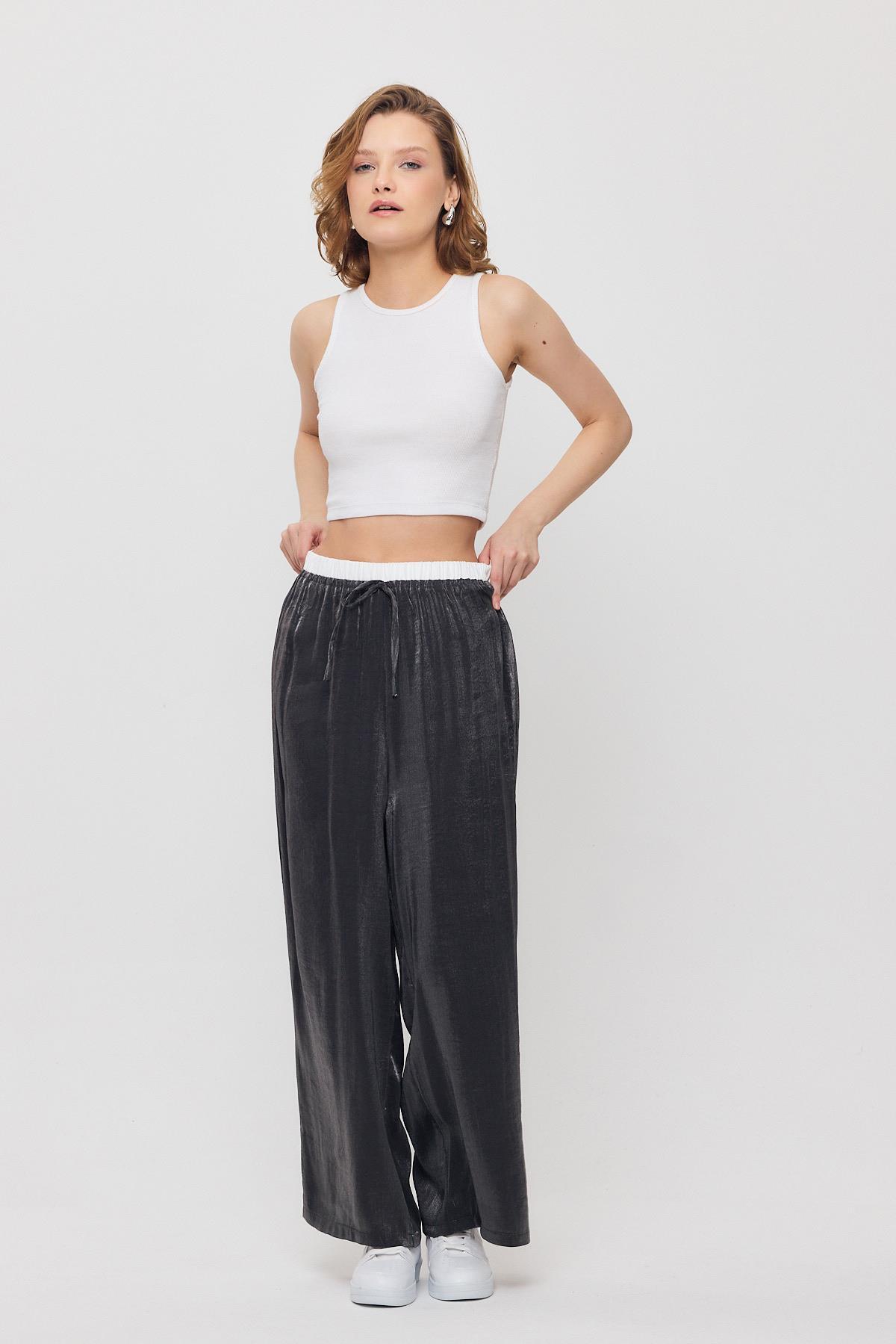 Siyah Bel Lastikli Pantolon 4328A - 8