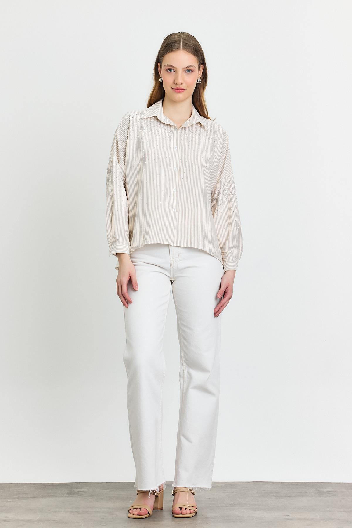 Bej Taş Detay Gömlek 4340A - 2