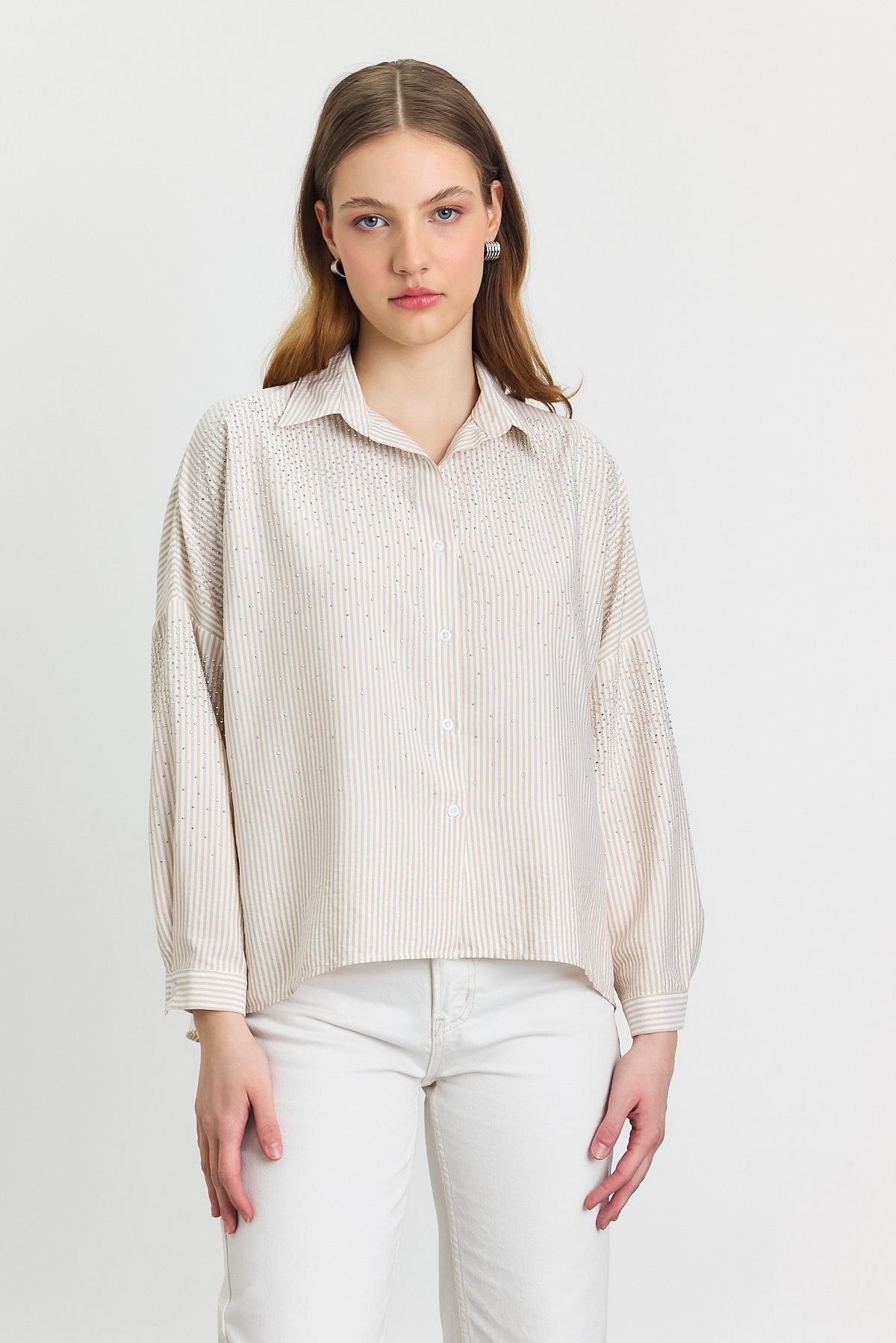 Bej Taş Detay Gömlek 4340A - 3