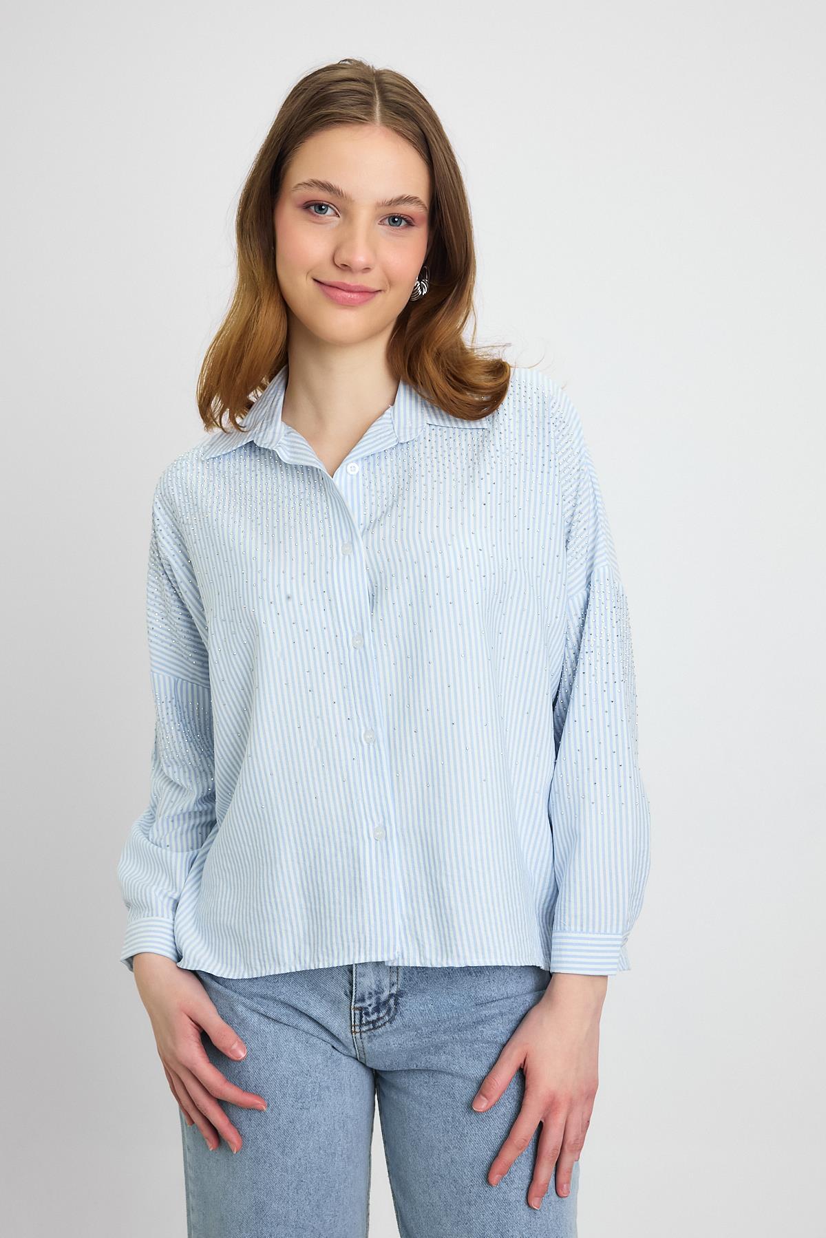 Mavi Taş Detay Gömlek 4340A 