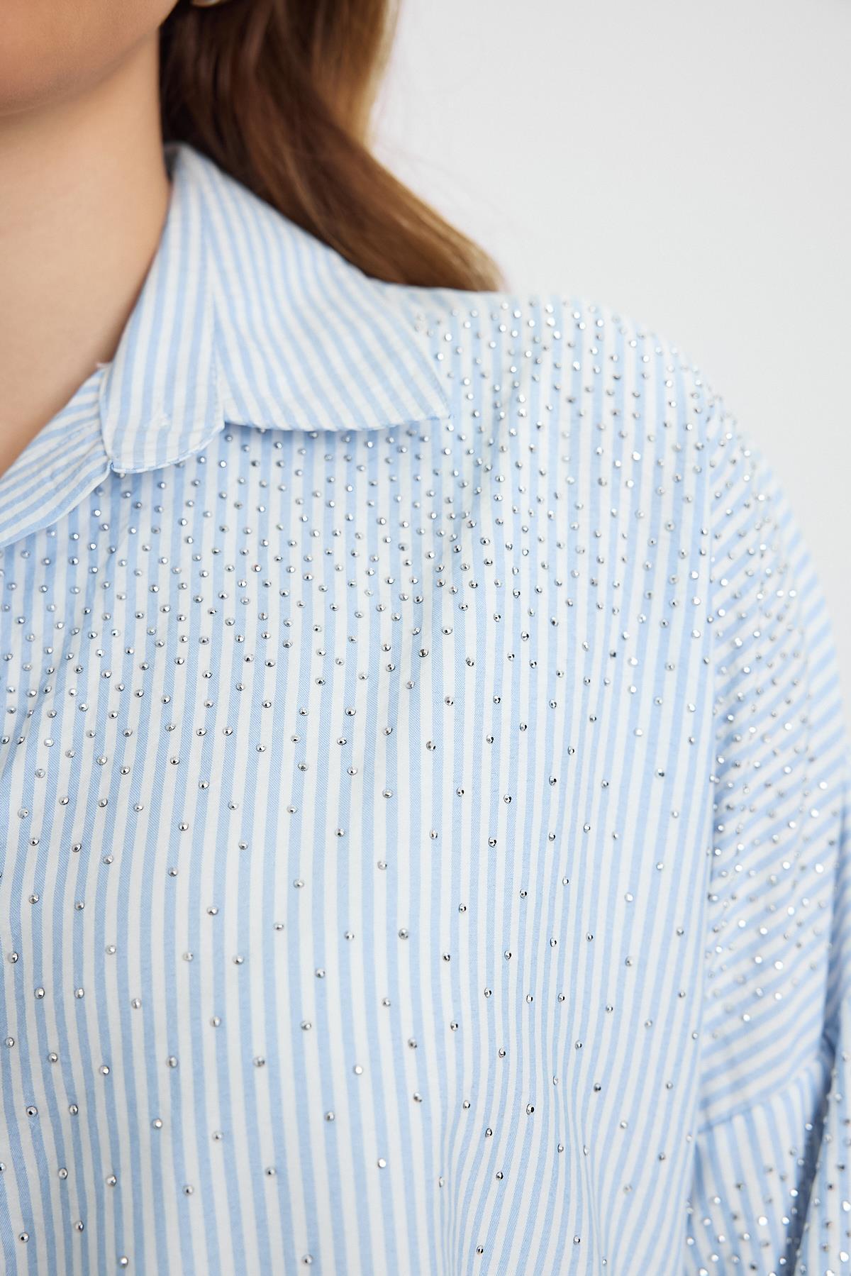 Mavi Taş Detay Gömlek 4340A - 4