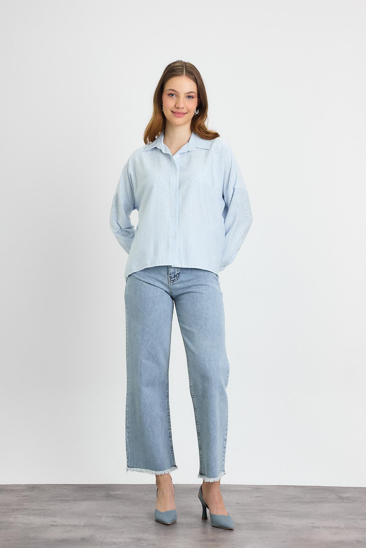 Mavi Taş Detay Gömlek 4340A - 8