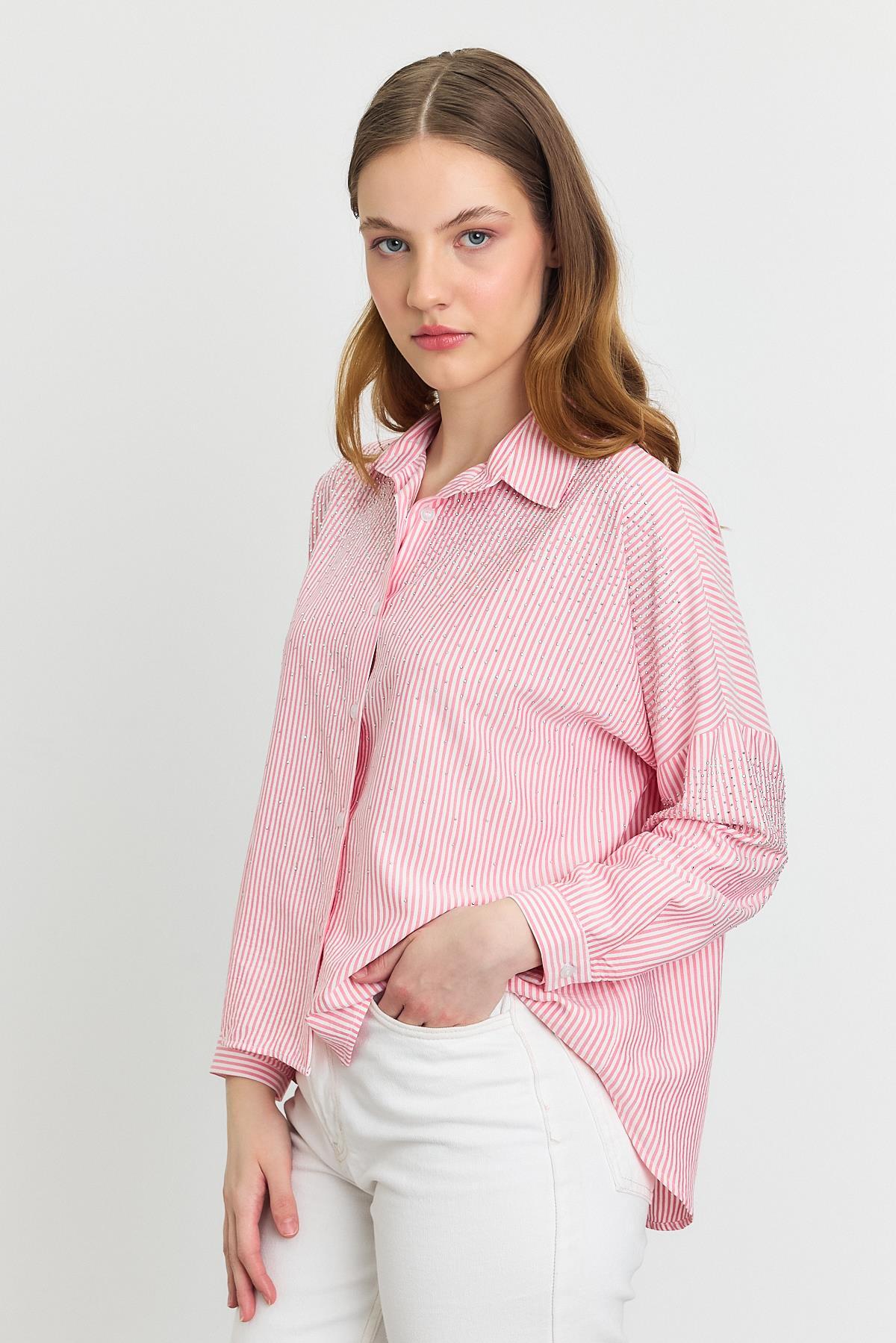 Pembe Taş Detay Gömlek 4340A 