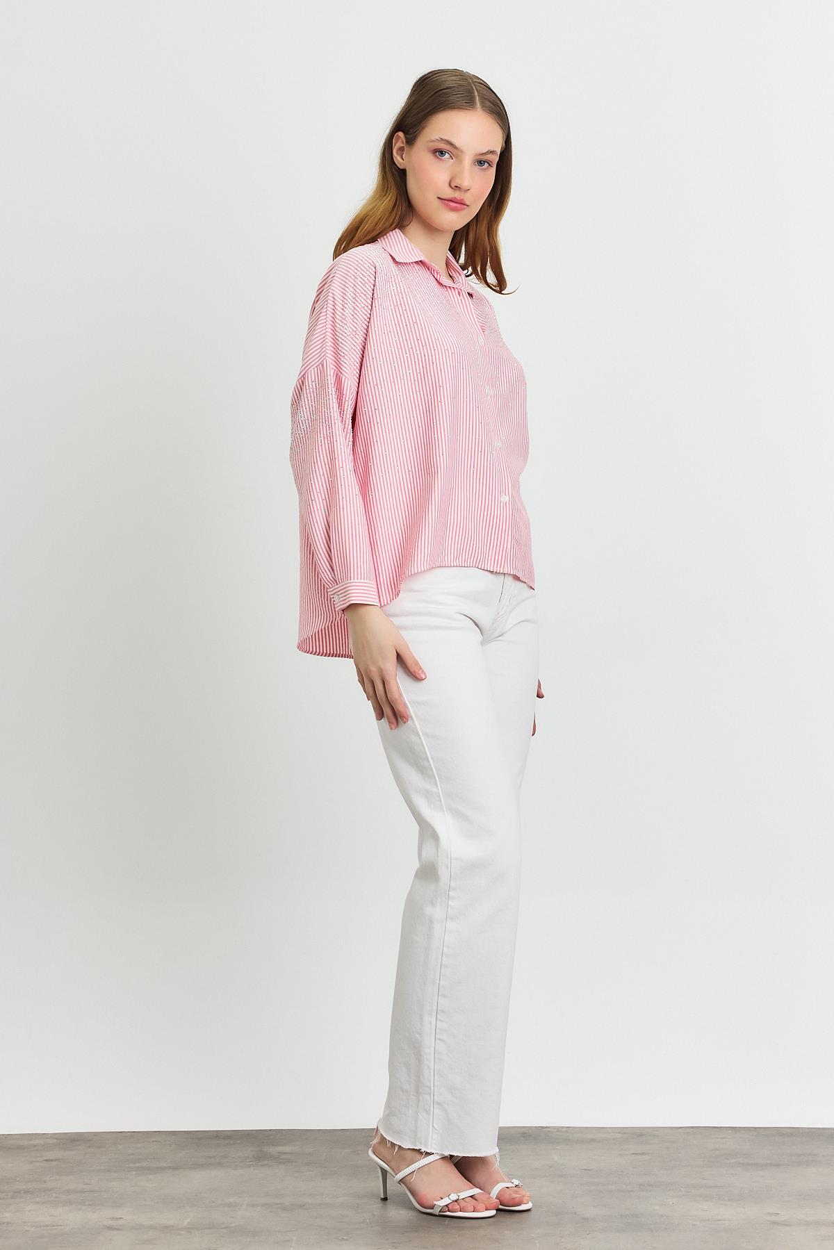 Pembe Taş Detay Gömlek 4340A - 2