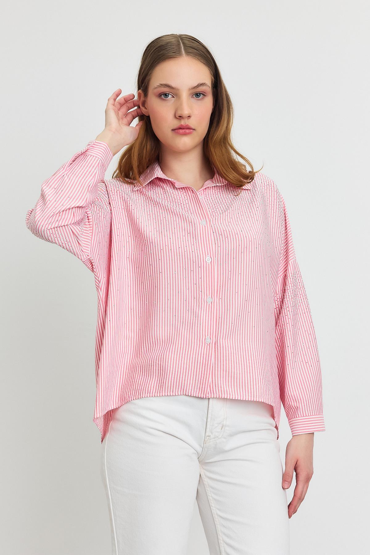 Pembe Taş Detay Gömlek 4340A - 3