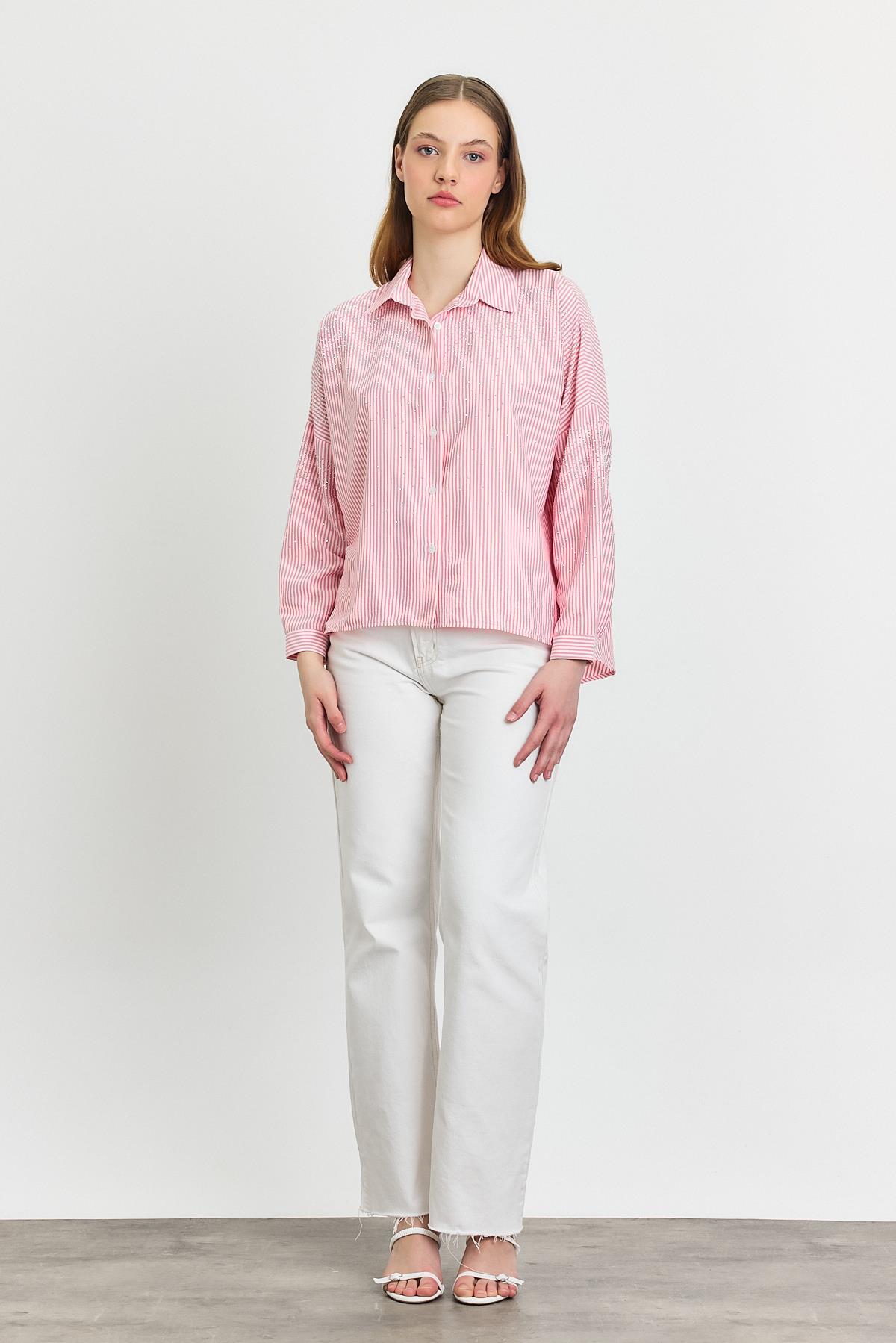 Pembe Taş Detay Gömlek 4340A - 6