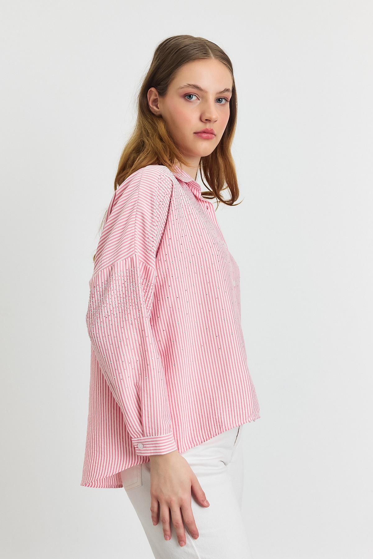 Pembe Taş Detay Gömlek 4340A - 7