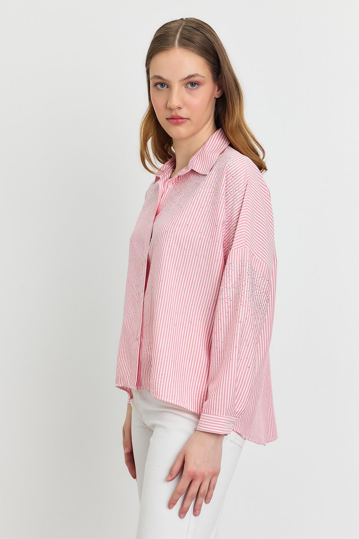 Pembe Taş Detay Gömlek 4340A - 8