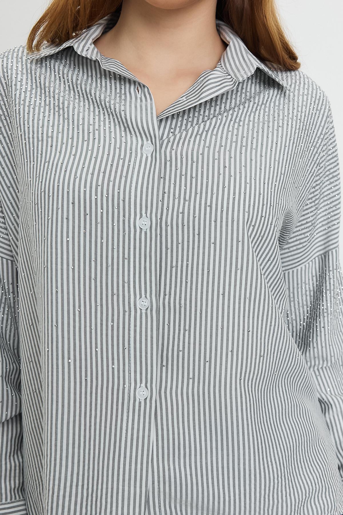 Siyah Taş Detay Gömlek 4340A - 4