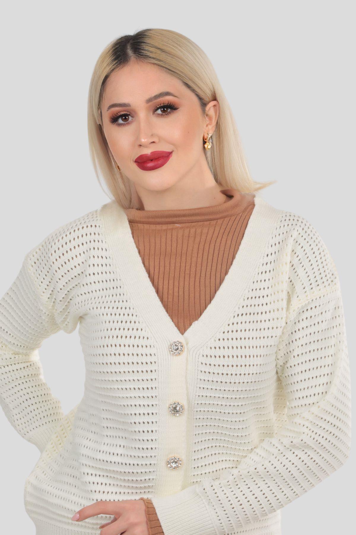 Kemik Düğmeli Retro Hırka 4355 