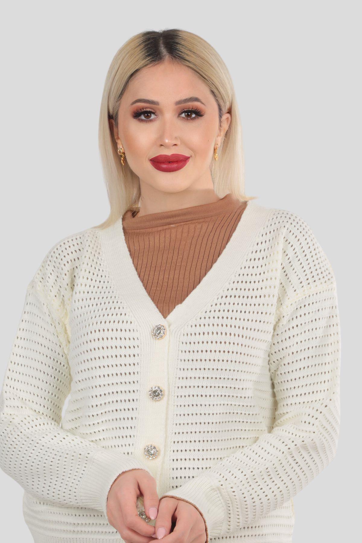 Kemik Düğmeli Retro Hırka 4355 - 2