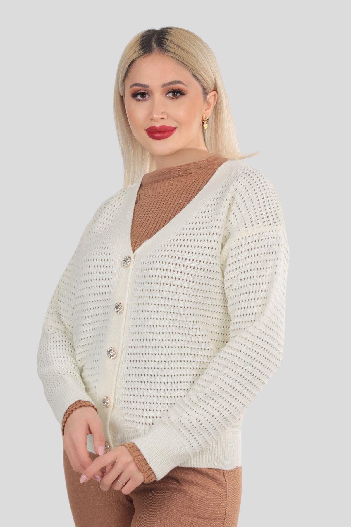 Kemik Düğmeli Retro Hırka 4355 - 3