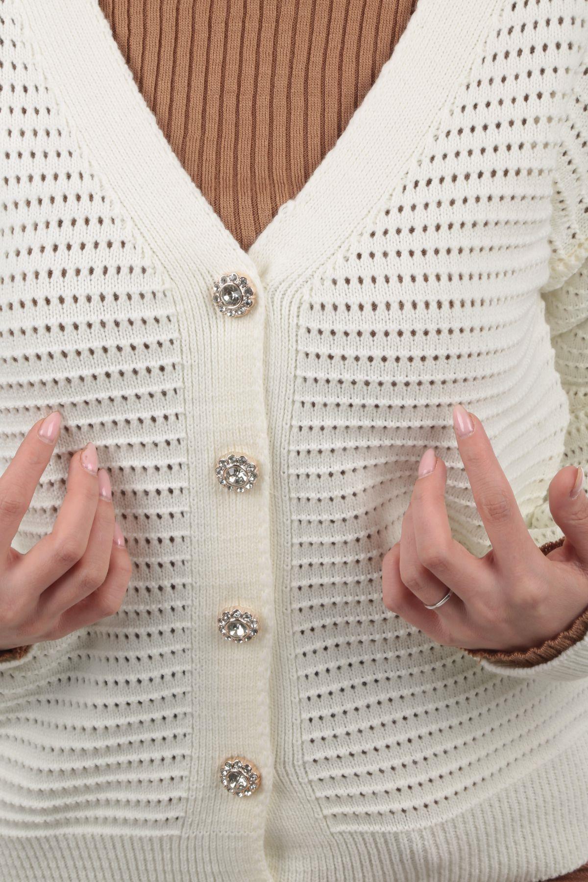 Kemik Düğmeli Retro Hırka 4355 - 4