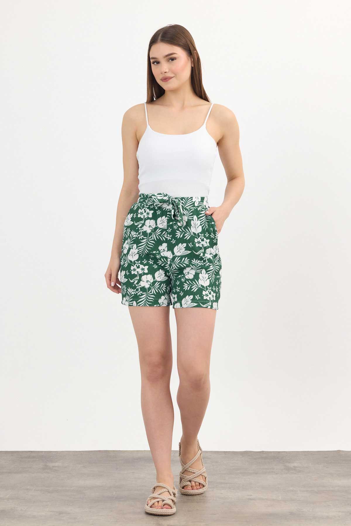 Zümrüt Çiçek Desenli Şort 4356A - RAYS