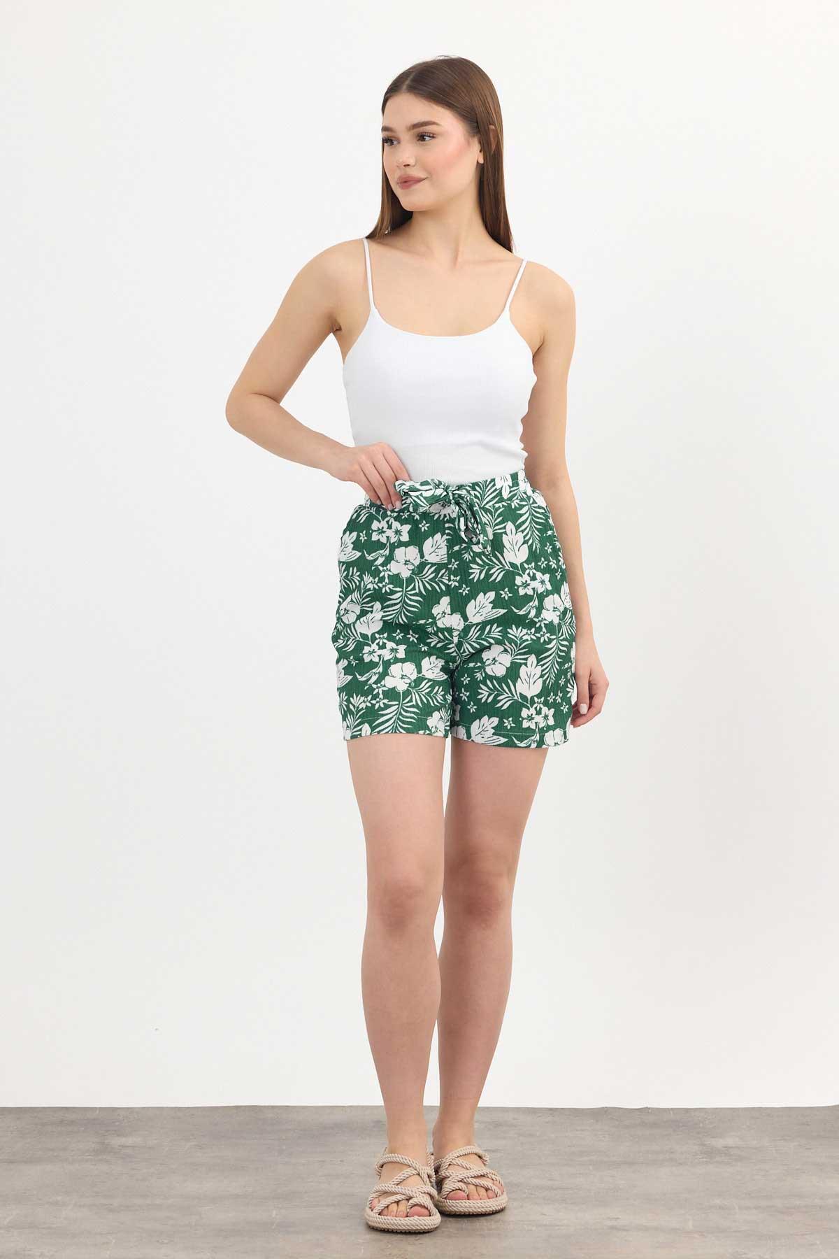 Zümrüt Çiçek Desenli Şort 4356A - 2