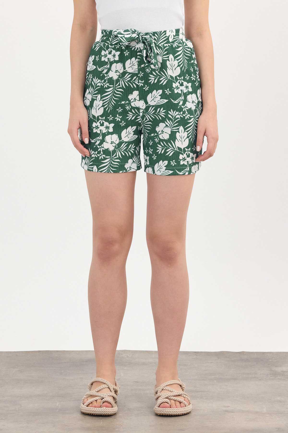 Zümrüt Çiçek Desenli Şort 4356A - 3