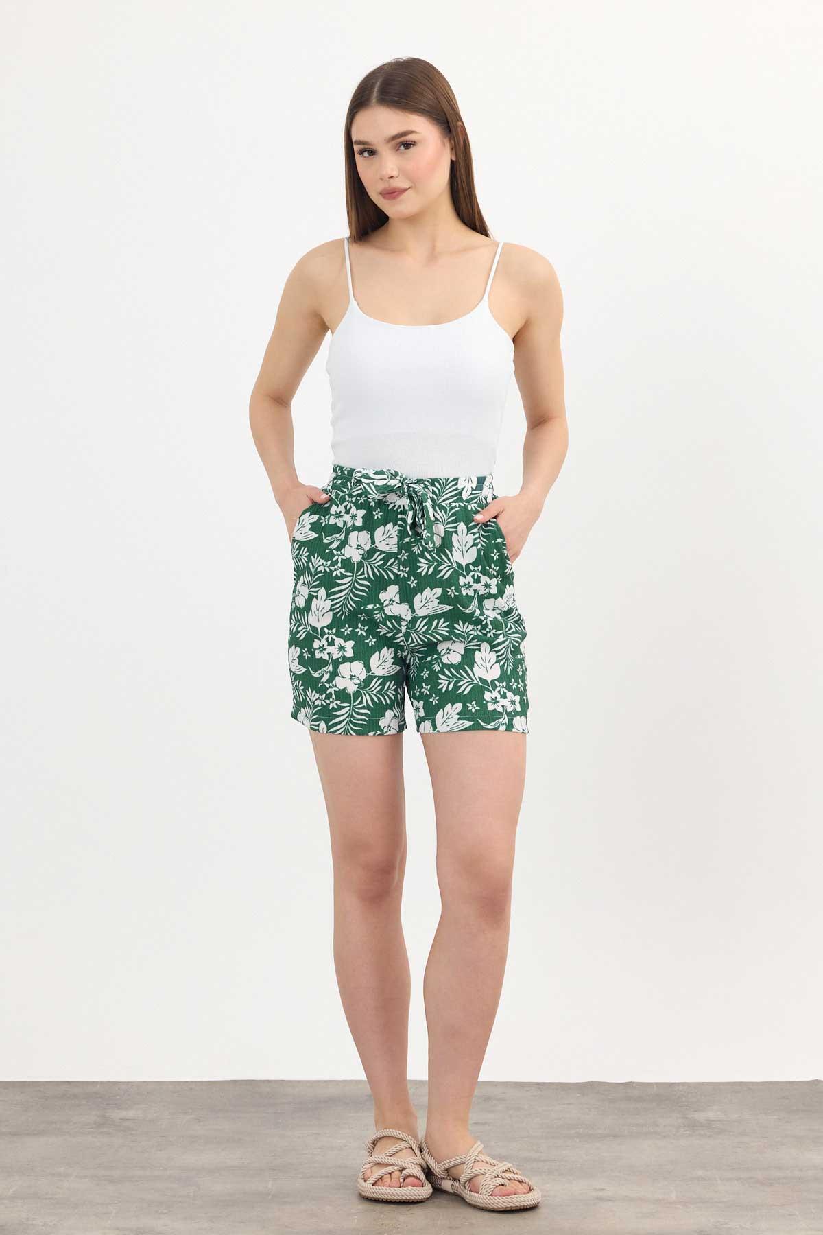 Zümrüt Çiçek Desenli Şort 4356A - 8