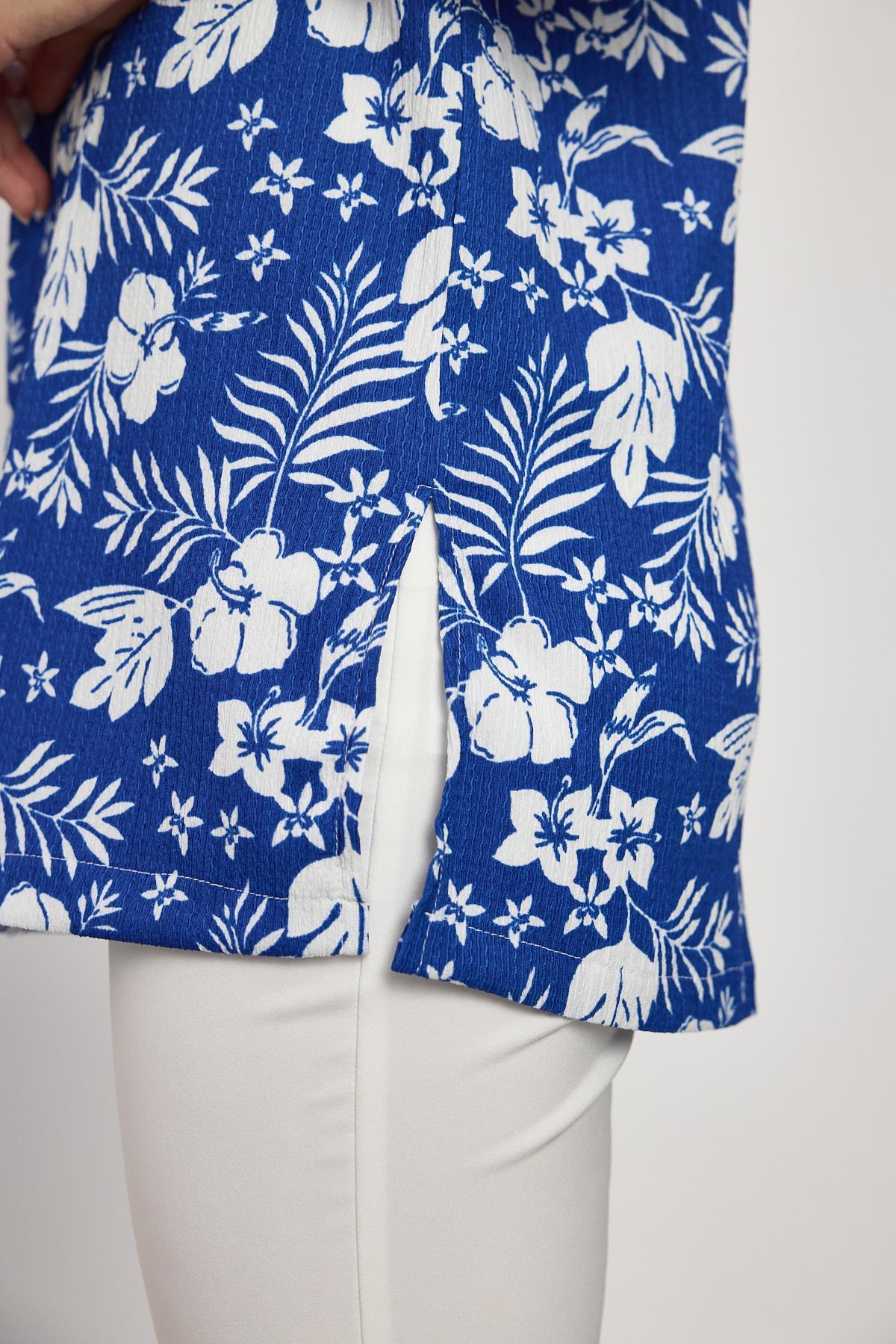 Saks Çiçek Desen Tişört 4357A - 8