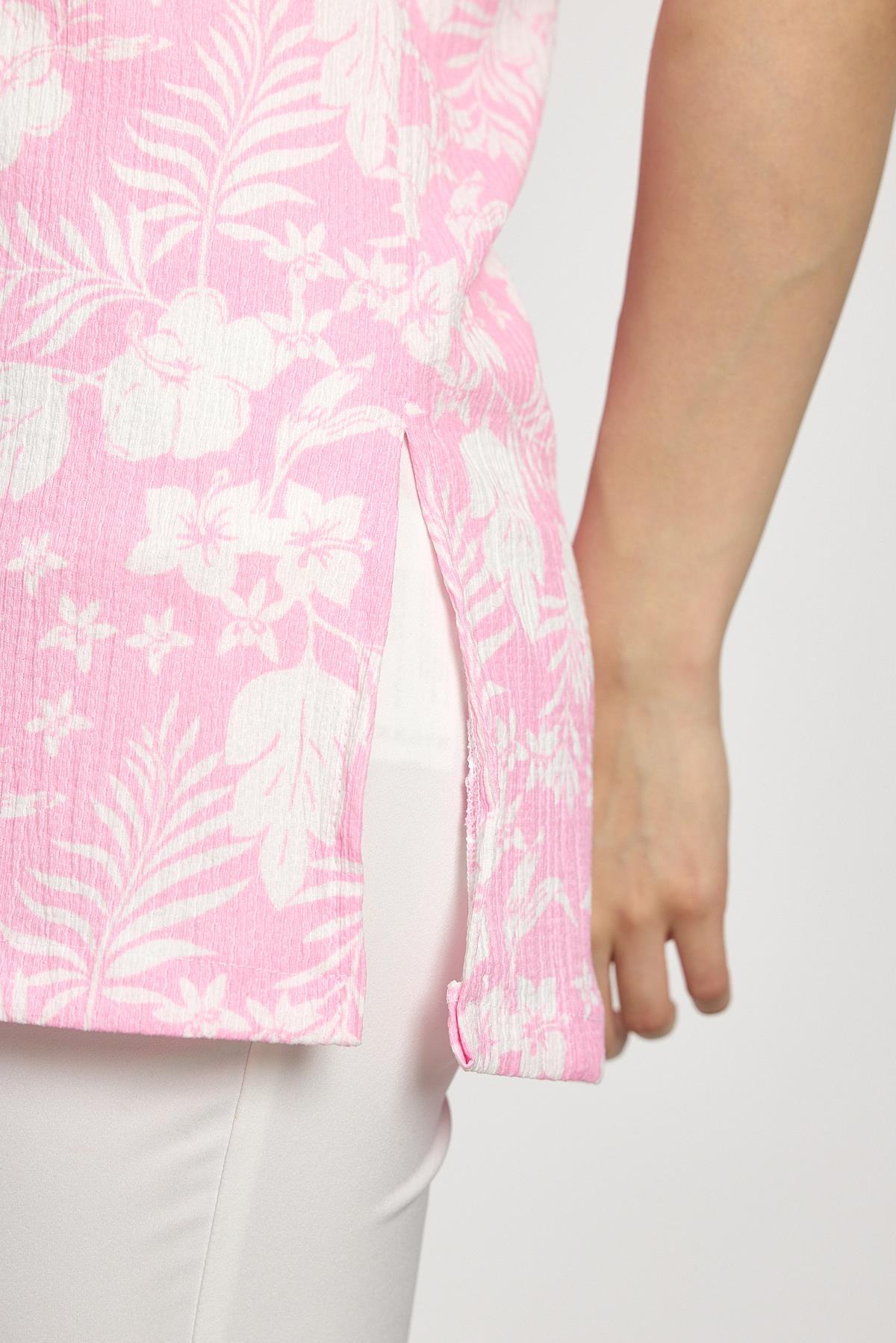 Şeker Pembe Çiçek Desen Tişört 4357A - 8