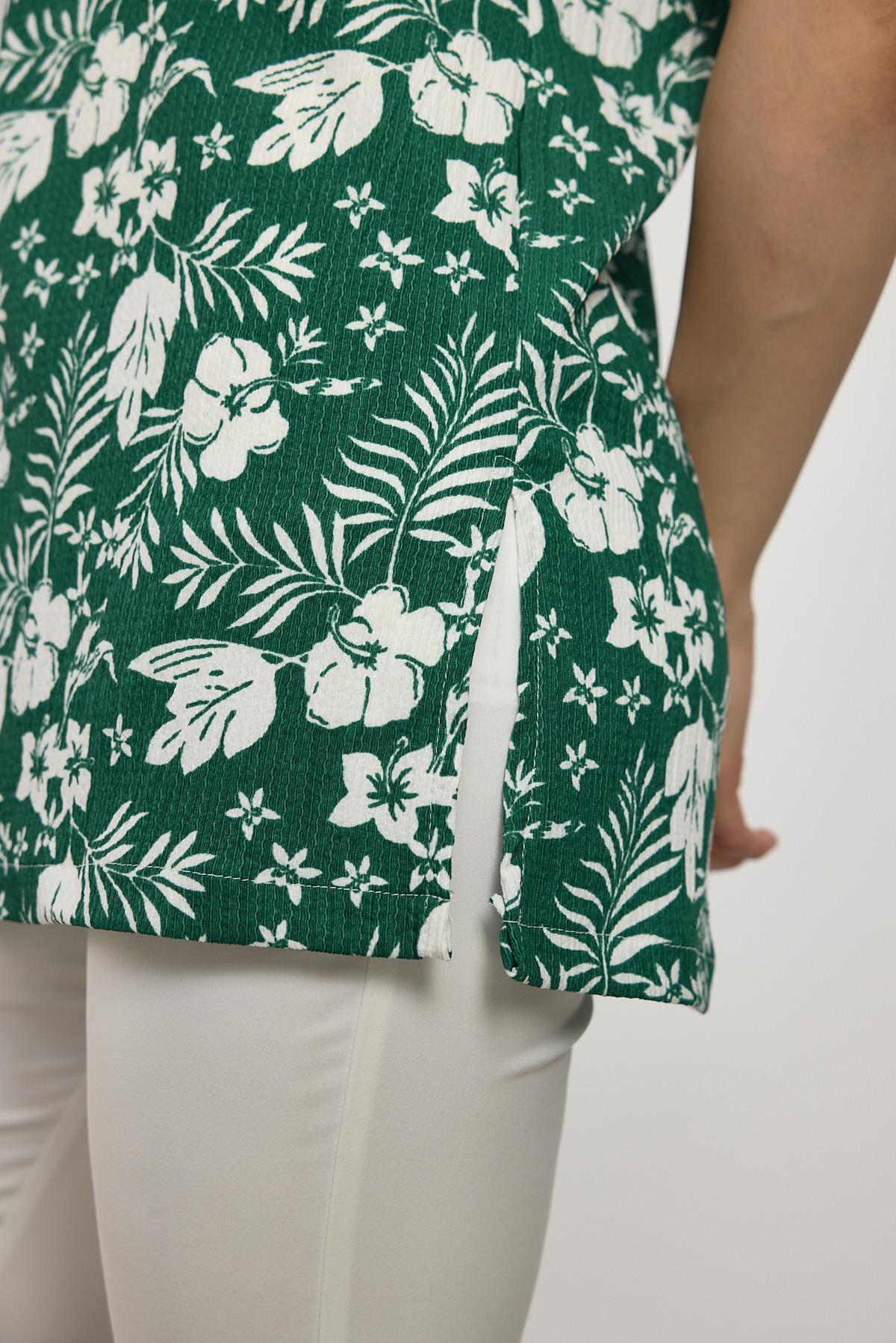 Zümrüt Çiçek Desen Tişört 4357A - 4