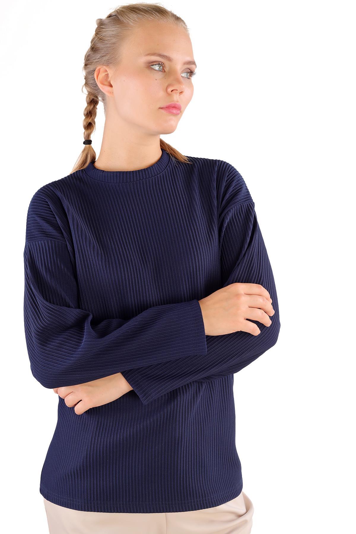 4359A Bisiklet Yaka Bluz Laci - 3