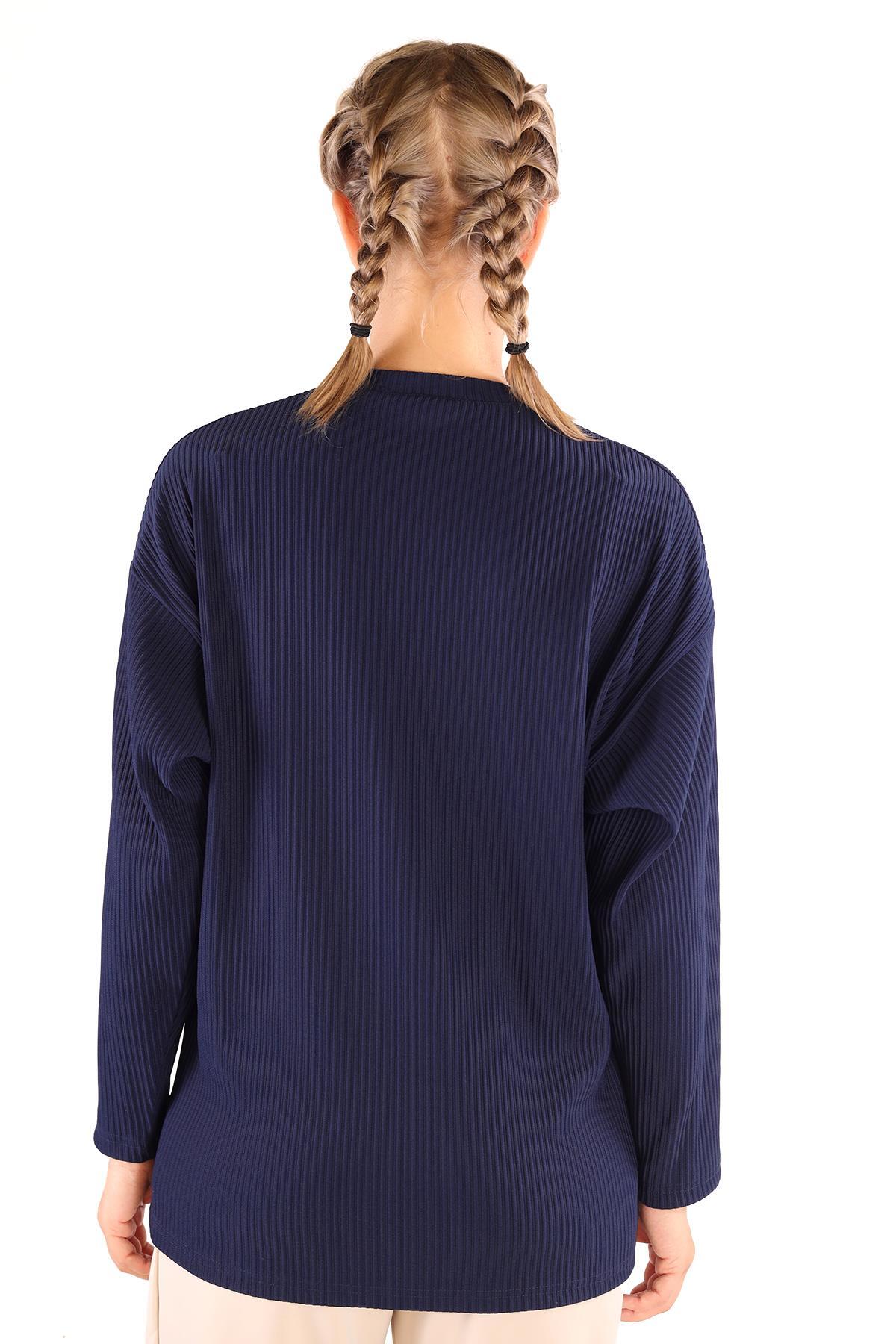 4359A Bisiklet Yaka Bluz Laci - 5