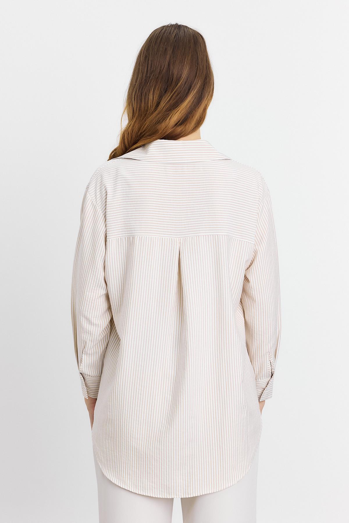 Bej Çizgili Gömlek 4360A - 5