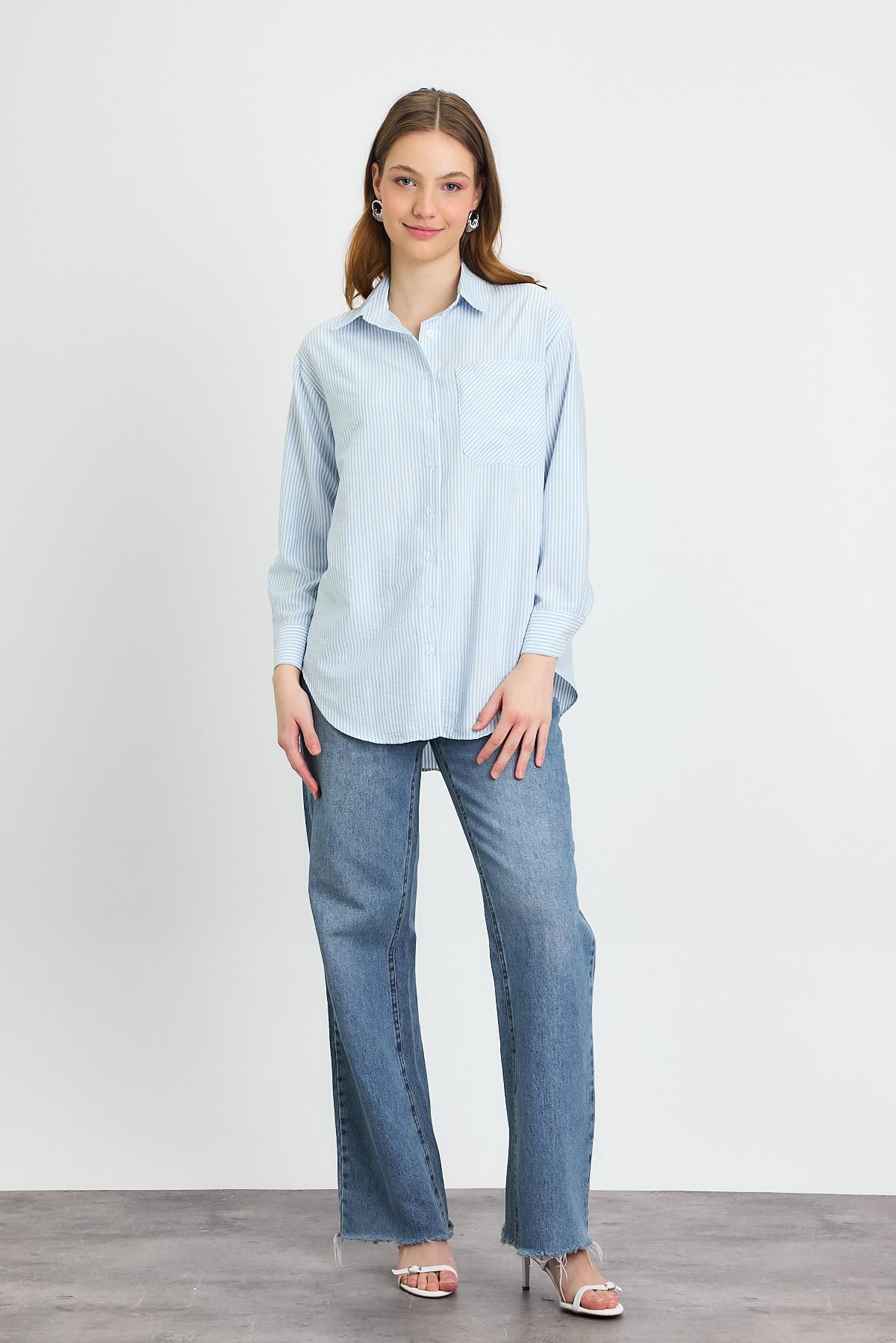 4360A Çizgili Gömlek Mavi - 2