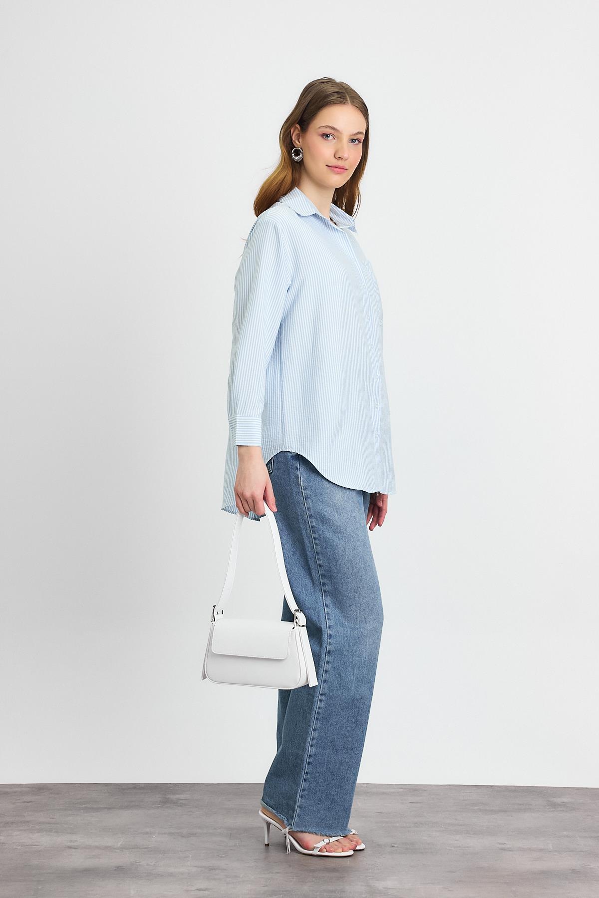 Mavi Çizgili Gömlek 4360A - 6