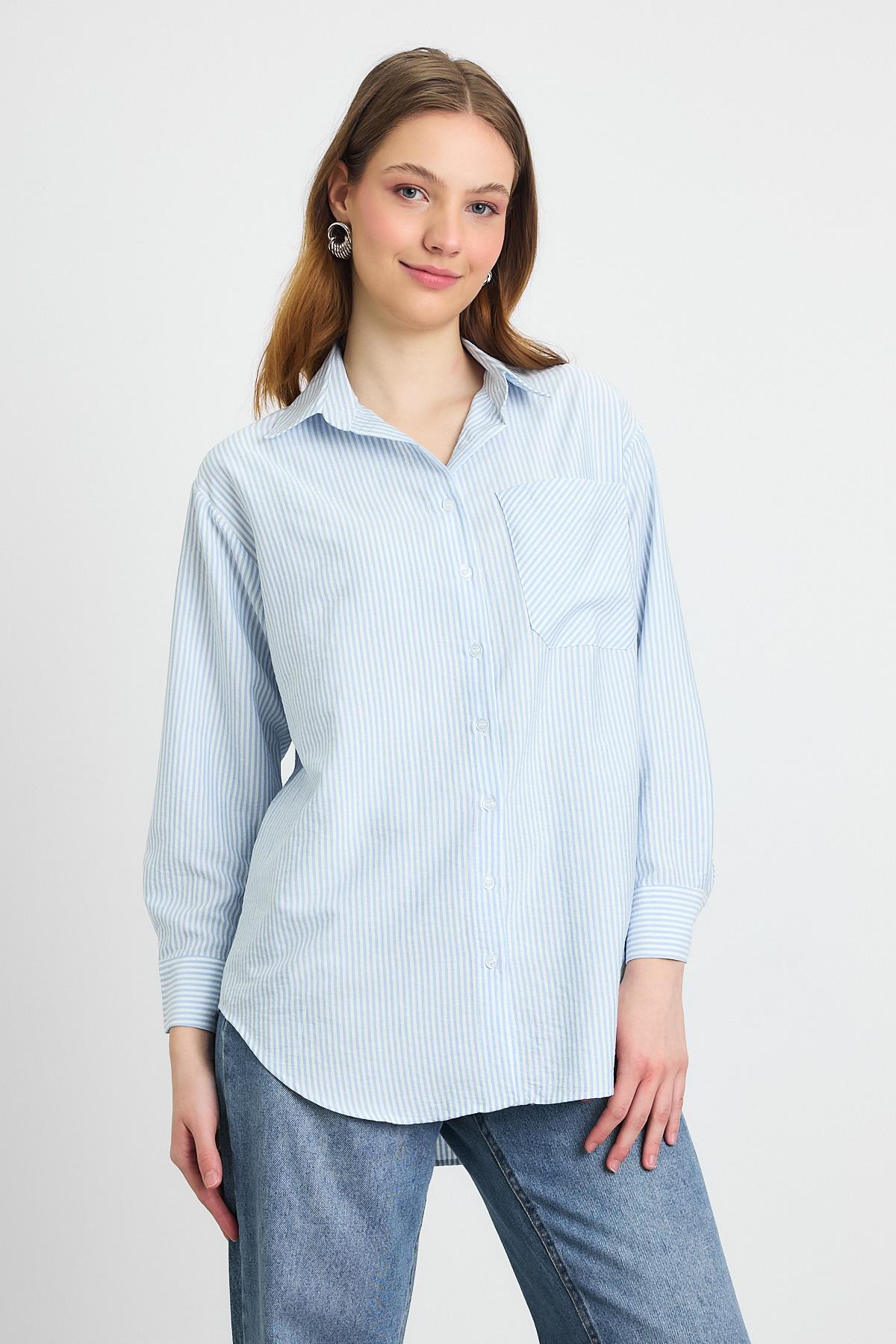 Mavi Çizgili Gömlek 4360A - 7