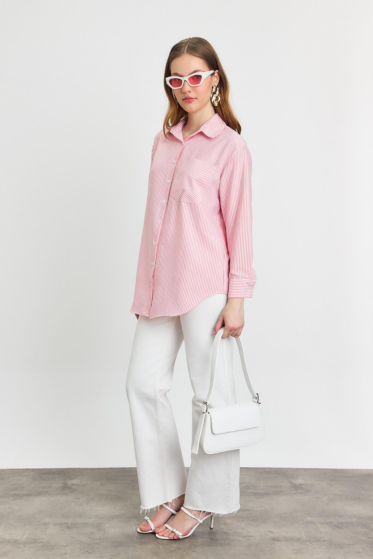 4360A Çizgili Gömlek Pembe - 6