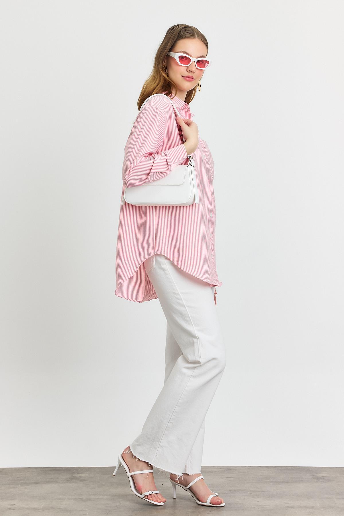 Pembe Çizgili Gömlek 4360A - 2