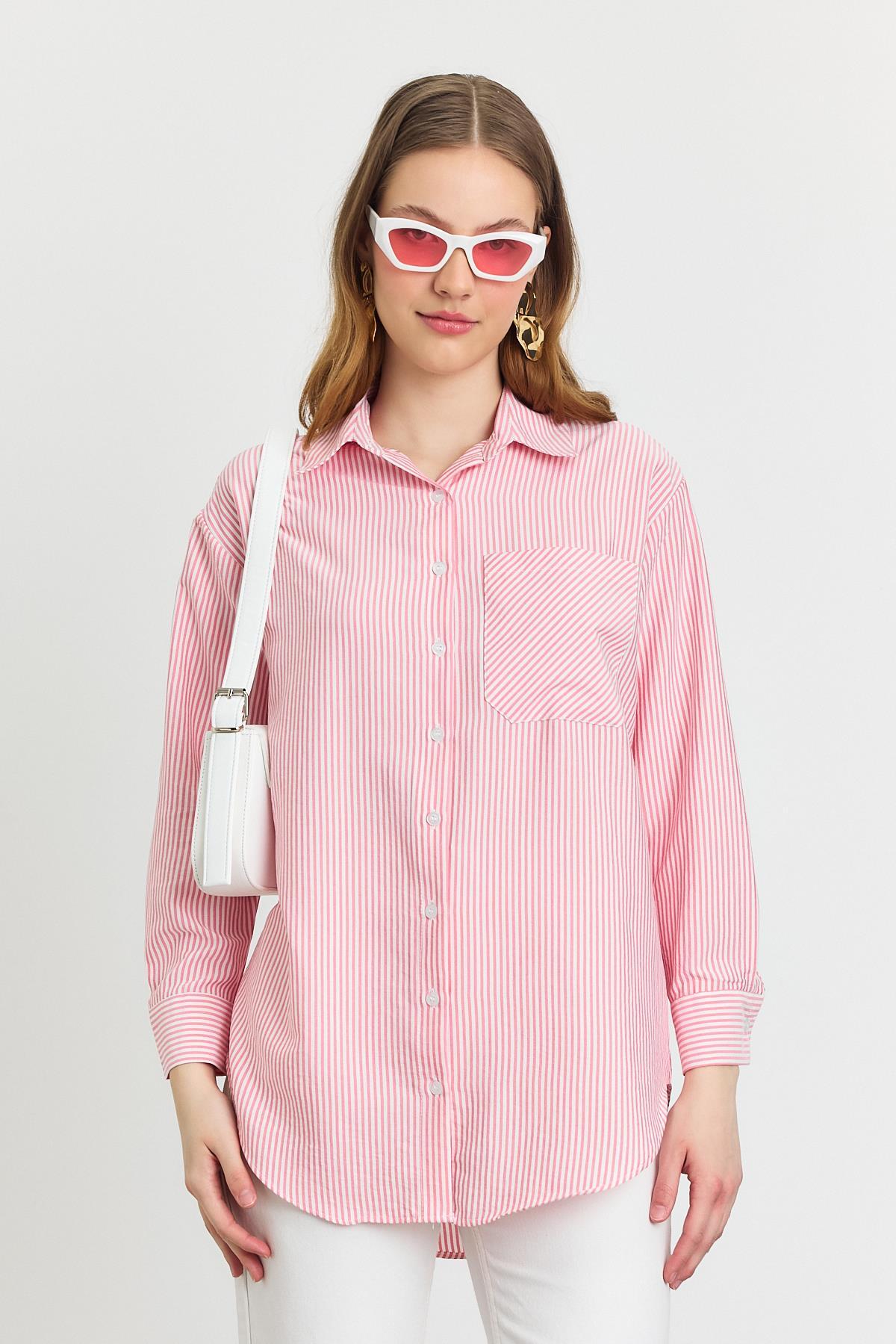 Pembe Çizgili Gömlek 4360A - 3