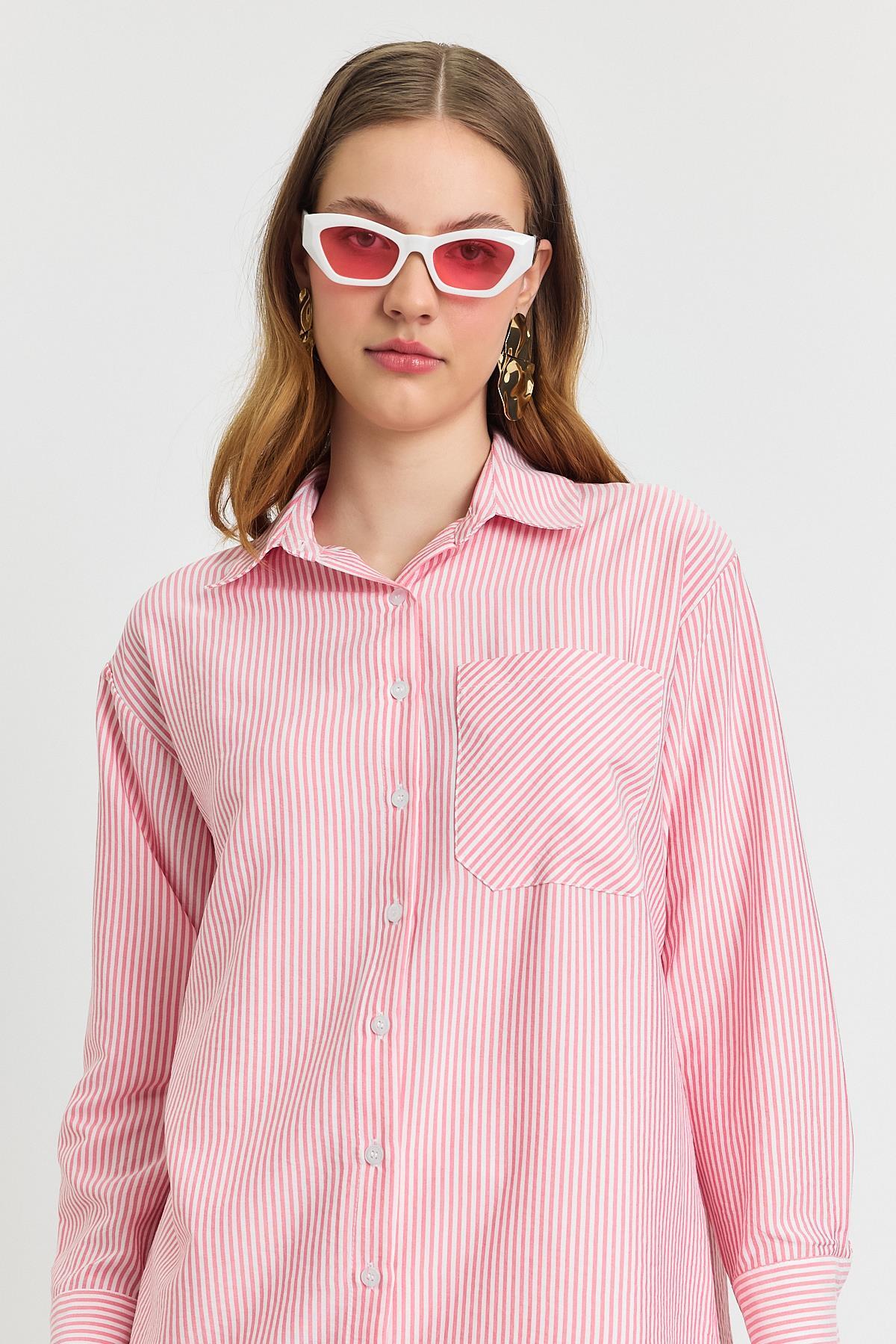 Pembe Çizgili Gömlek 4360A - 7