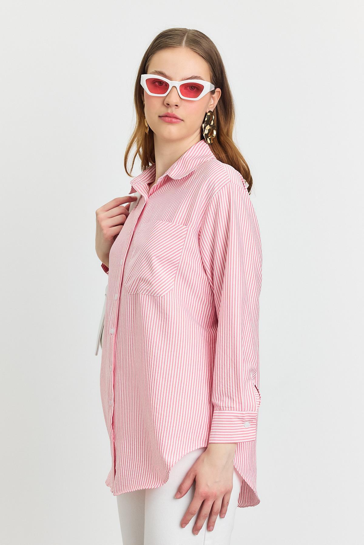 Pembe Çizgili Gömlek 4360A - 1