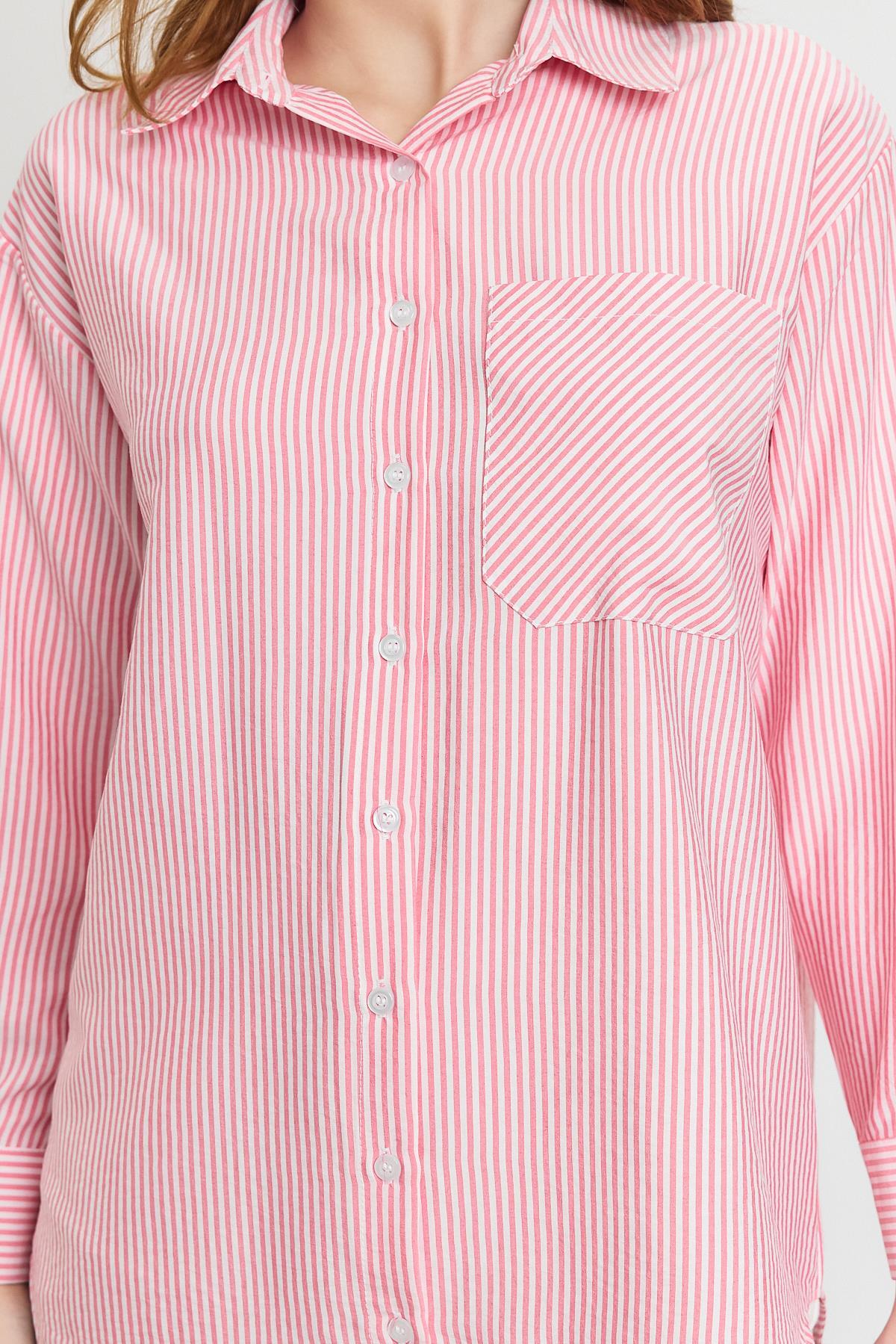 Pembe Çizgili Gömlek 4360A - 4