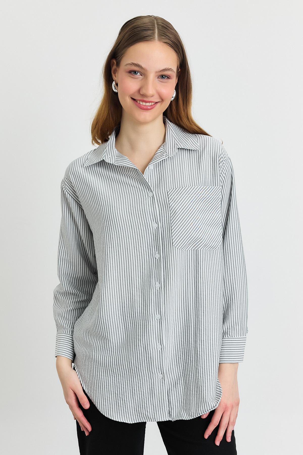 4360A Çizgili Gömlek Siyah - RAYS